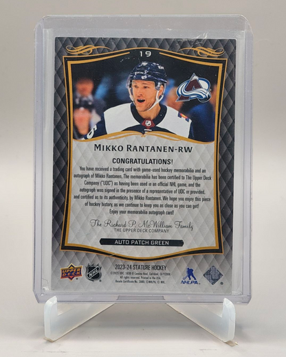 2024-25 Upper Deck Stature #19 Mikko Rantanen Patch Auto Green #/35