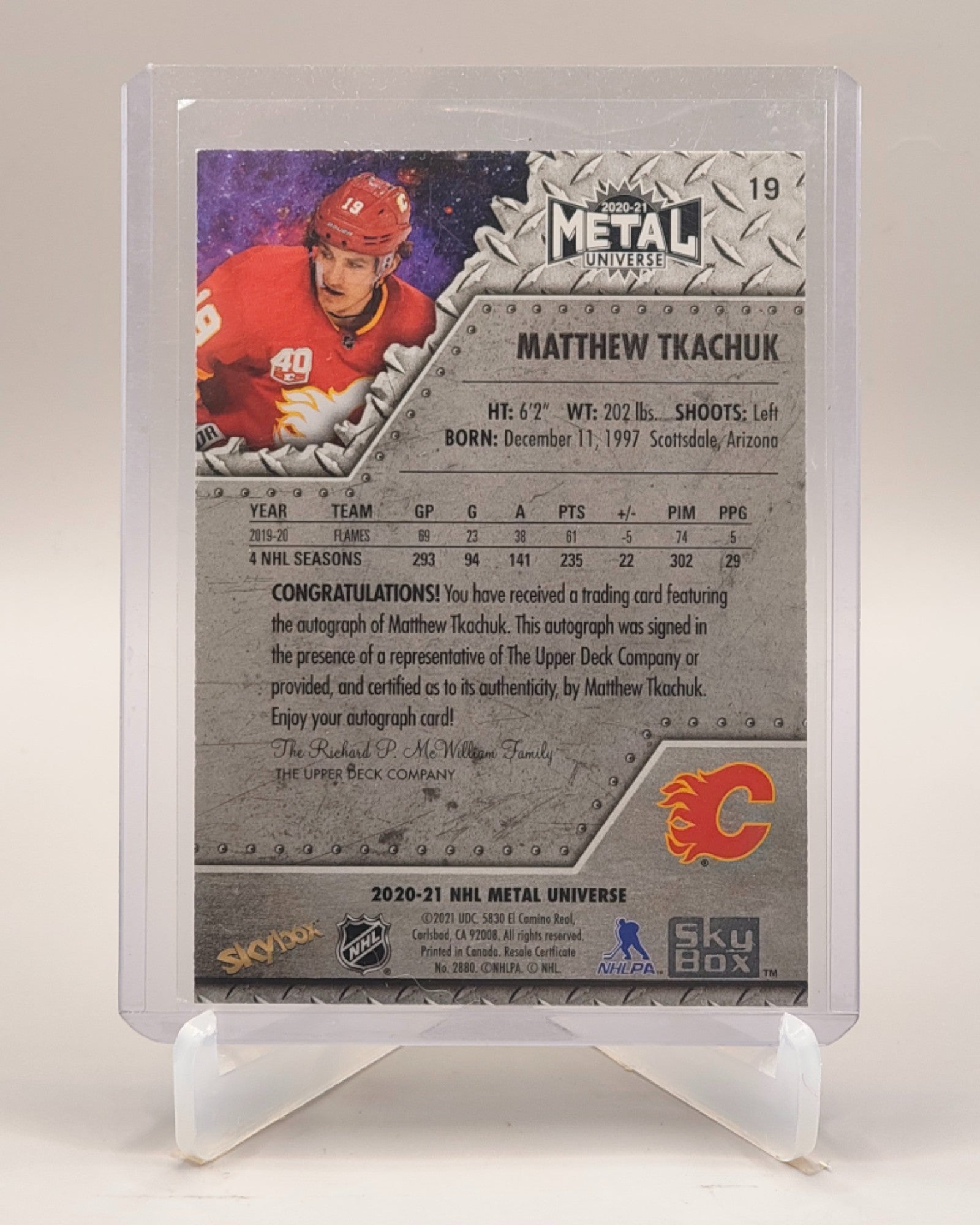 2020-21 SkyBox Metal Universe #19 Matthew Tkachuk Autographs Silver
