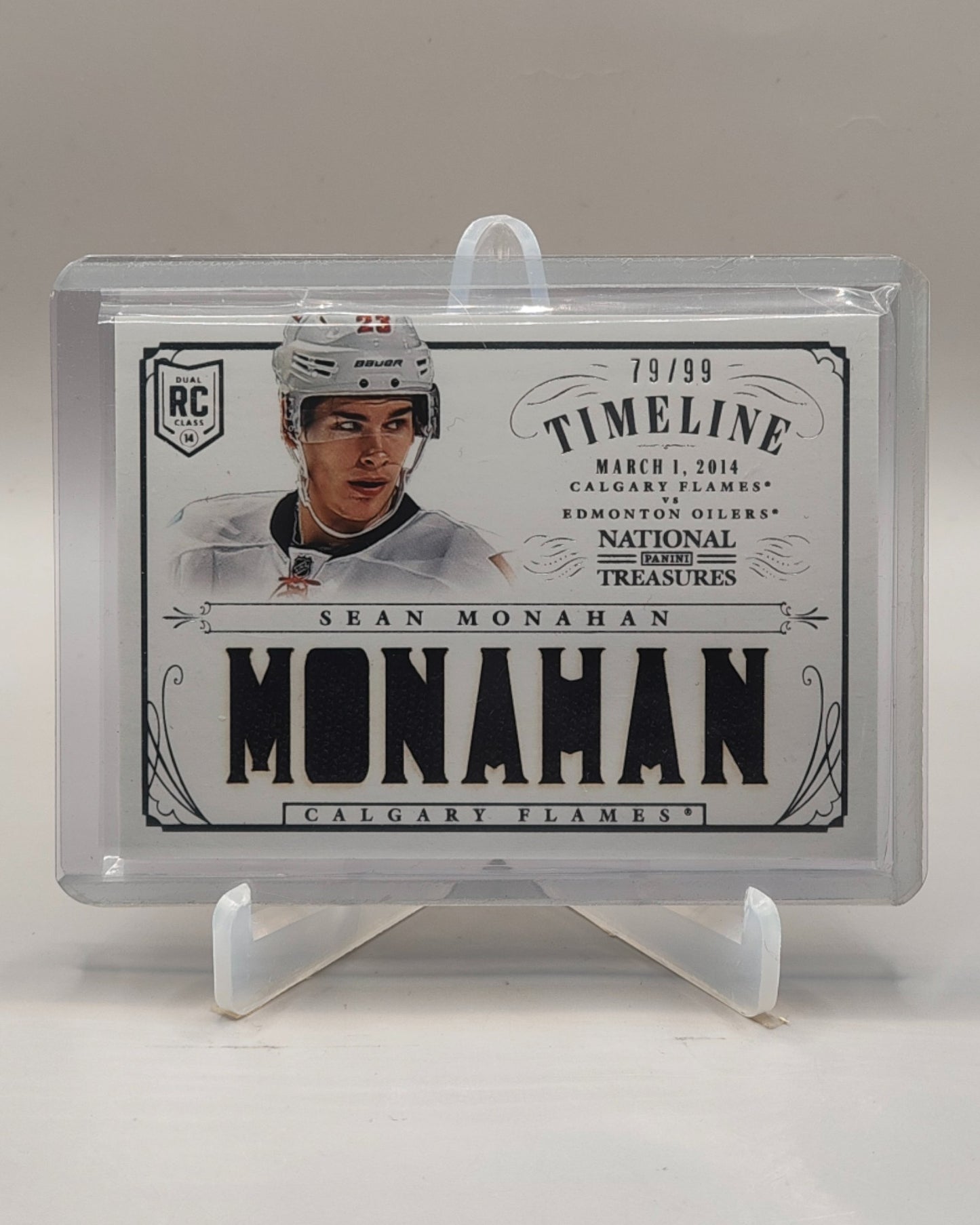 2013-14 Panini National Treasures #RT-SM Sean Monahan Timeline Jerseys RC /99