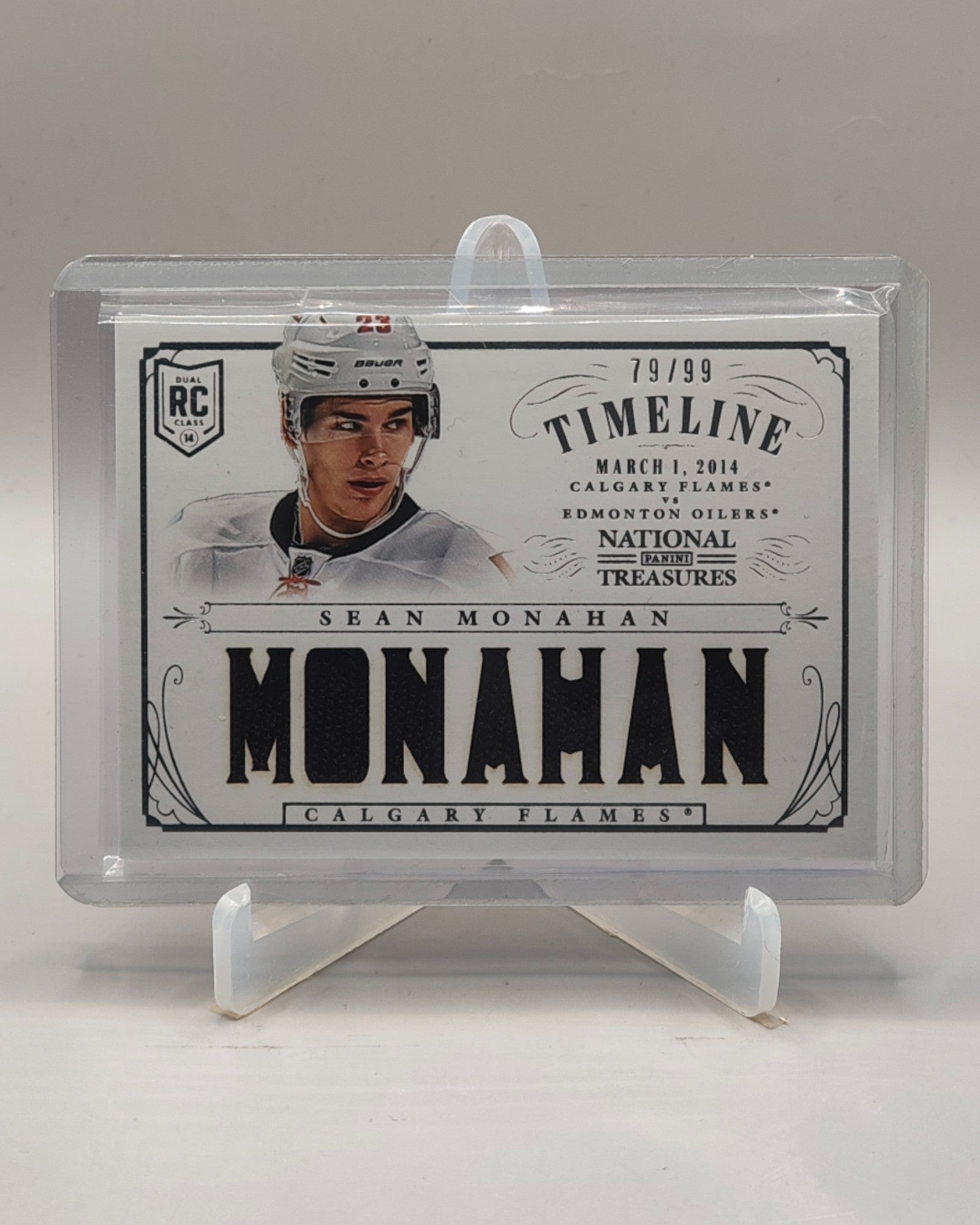2013-14 Panini National Treasures #RT-SM Sean Monahan Timeline Jerseys RC /99
