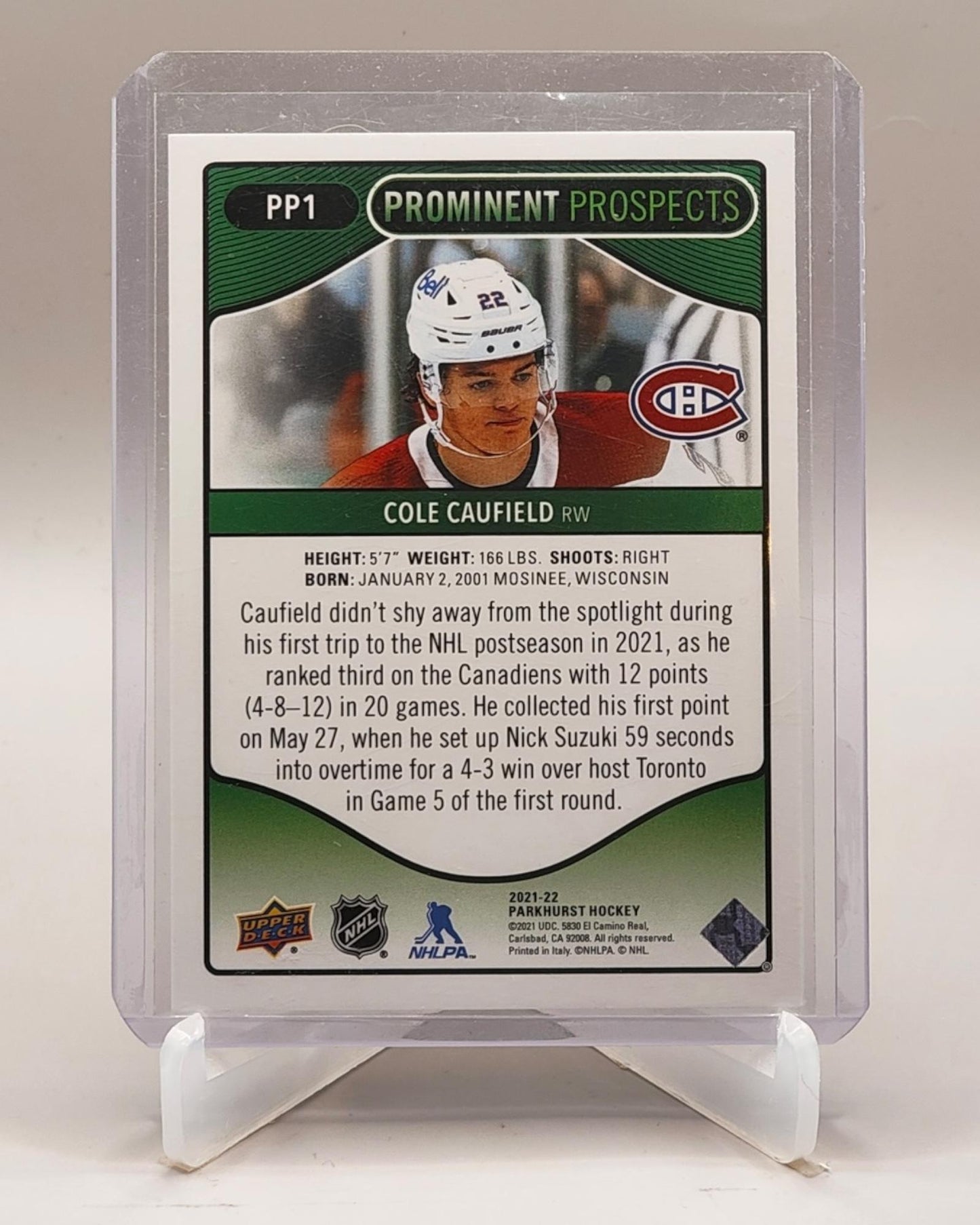 2021-22 Parkhurst #PP1 Cole Caufield Prominent Prospects