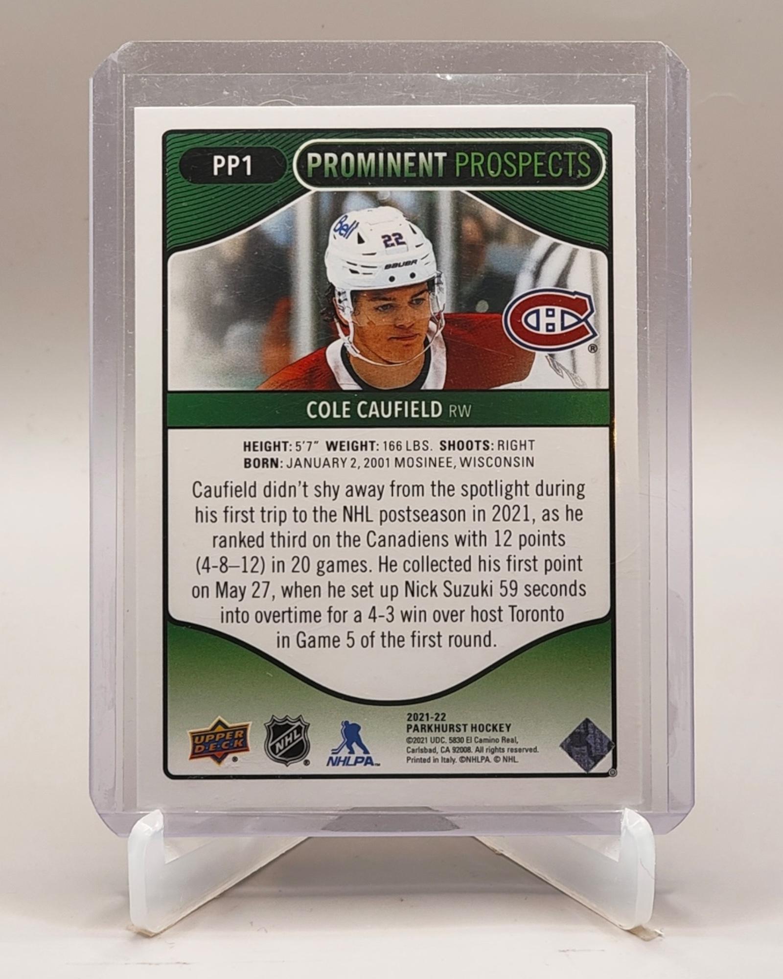 2021-22 Parkhurst #PP1 Cole Caufield Prominent Prospects