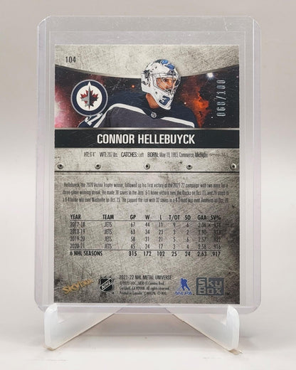 2021-22 SkyBox Metal Universe #104 Connor Hellebuyck PMG Red #/100