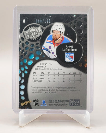 2022-23 SkyBox Metal Universe #8 Alexis Lafreniere Precious Metal Gems Red #/100