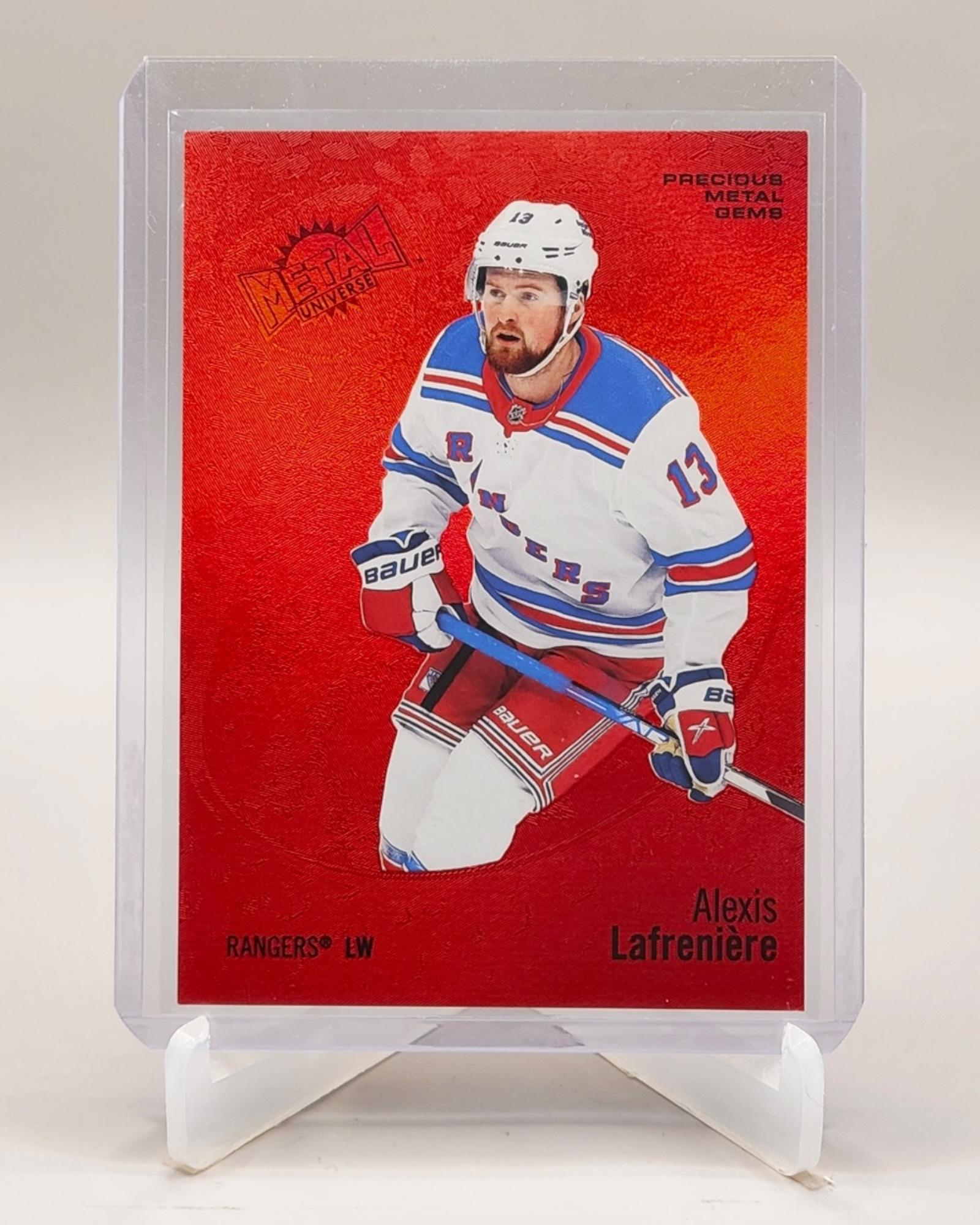 2022-23 SkyBox Metal Universe #8 Alexis Lafreniere Precious Metal Gems Red #/100