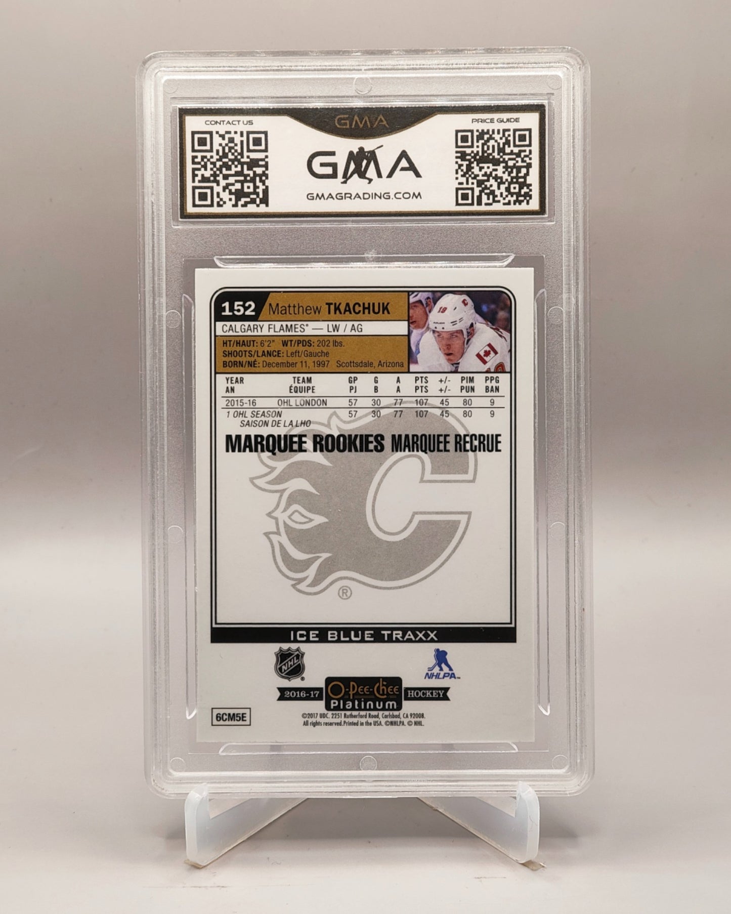 2016-17 O-Pee-Chee Platinum #152 Matthew Tkachuk Ice-Blue-Traxx