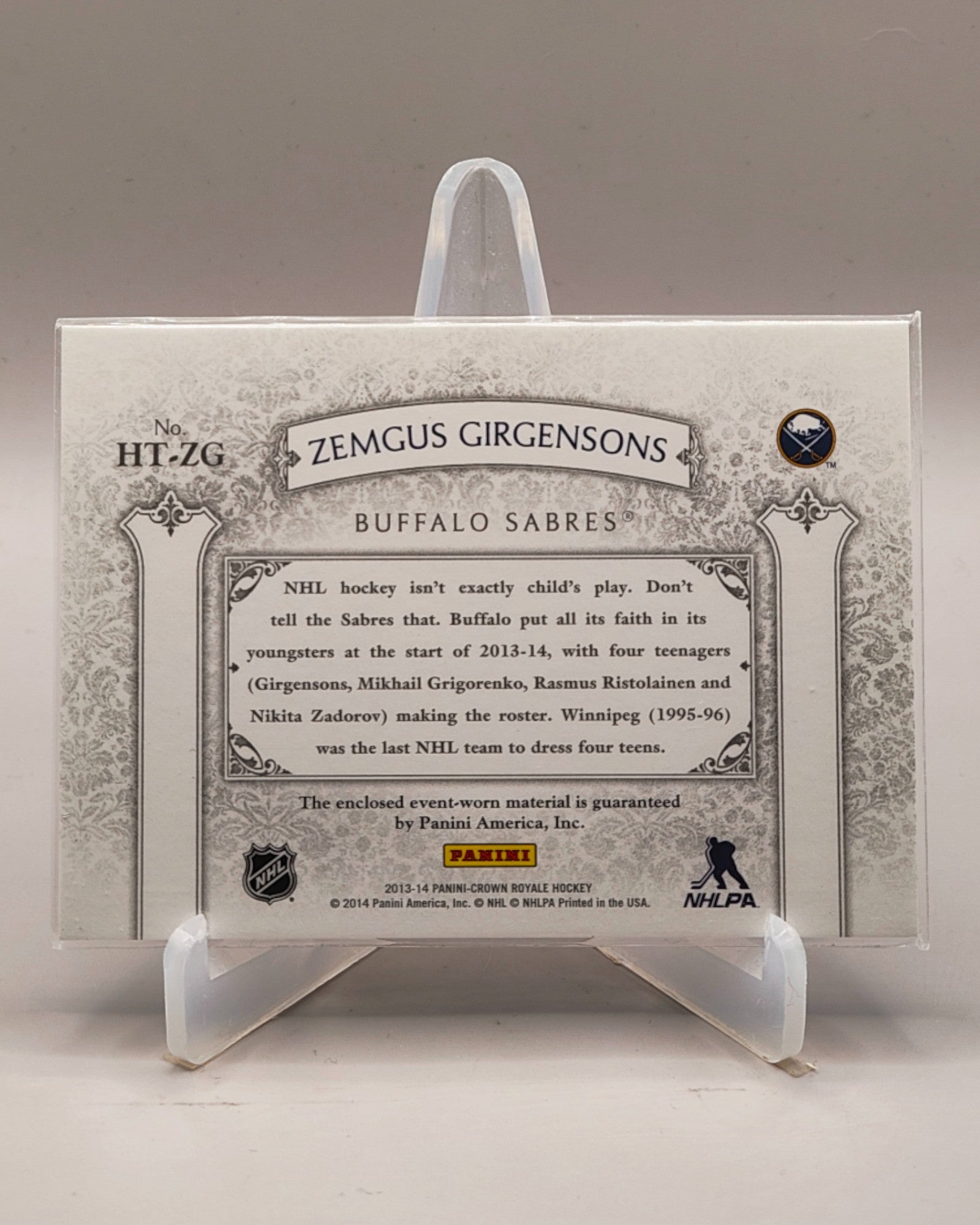 2013-14 Panini Crown Royale #HT-ZG Zemgus Girgensons
