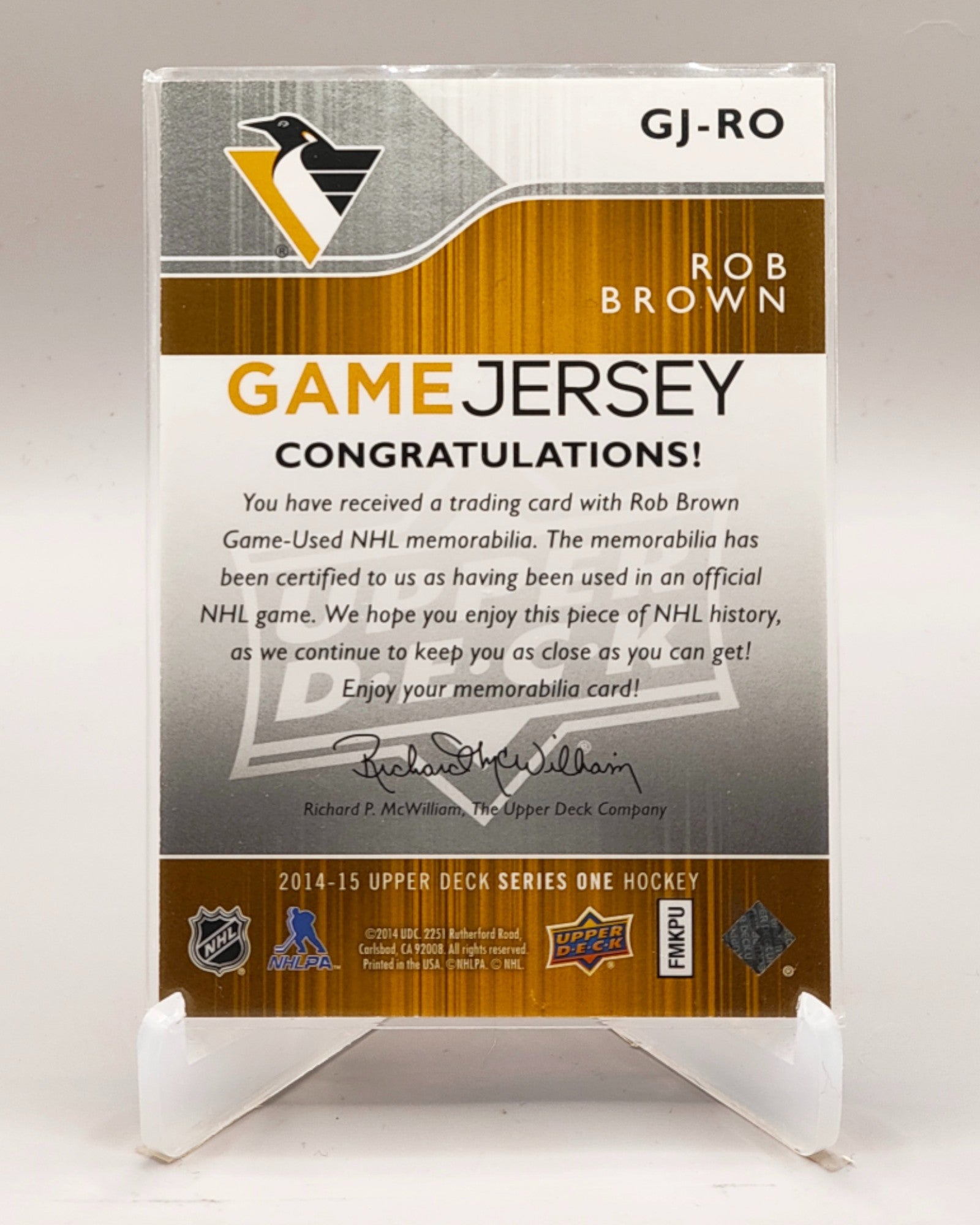 2014-15 Upper Deck #GJ-RO Rob Brown Game Jerseys