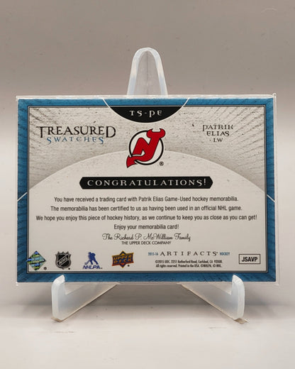 2015-16 Upper Deck Artifacts #TS-PE Patrik Elias Treasured Swatches Blue