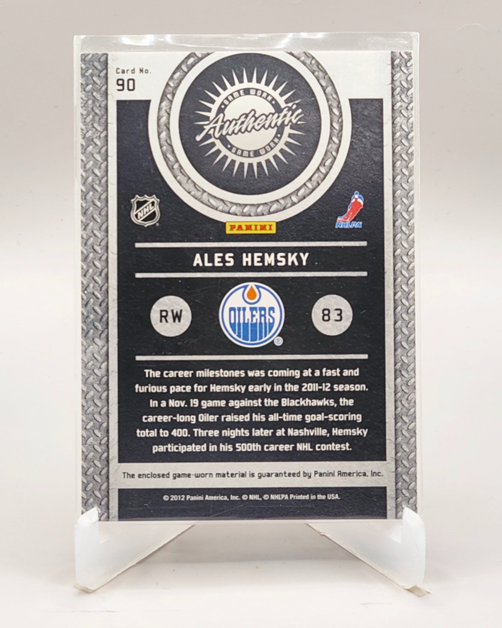 2011-12 Panini Titanium #90 Ales Hemsky Game Worn Gear