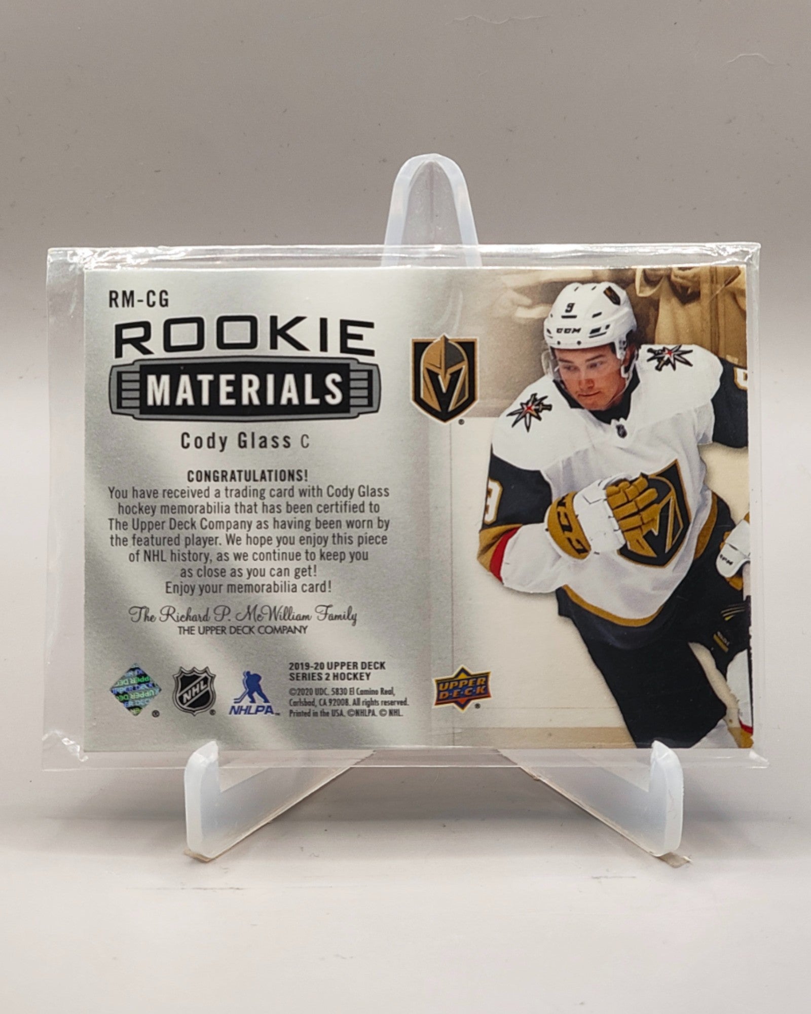 2019-20 Upper Deck #RM-CG Cody Glass Rookie Materials