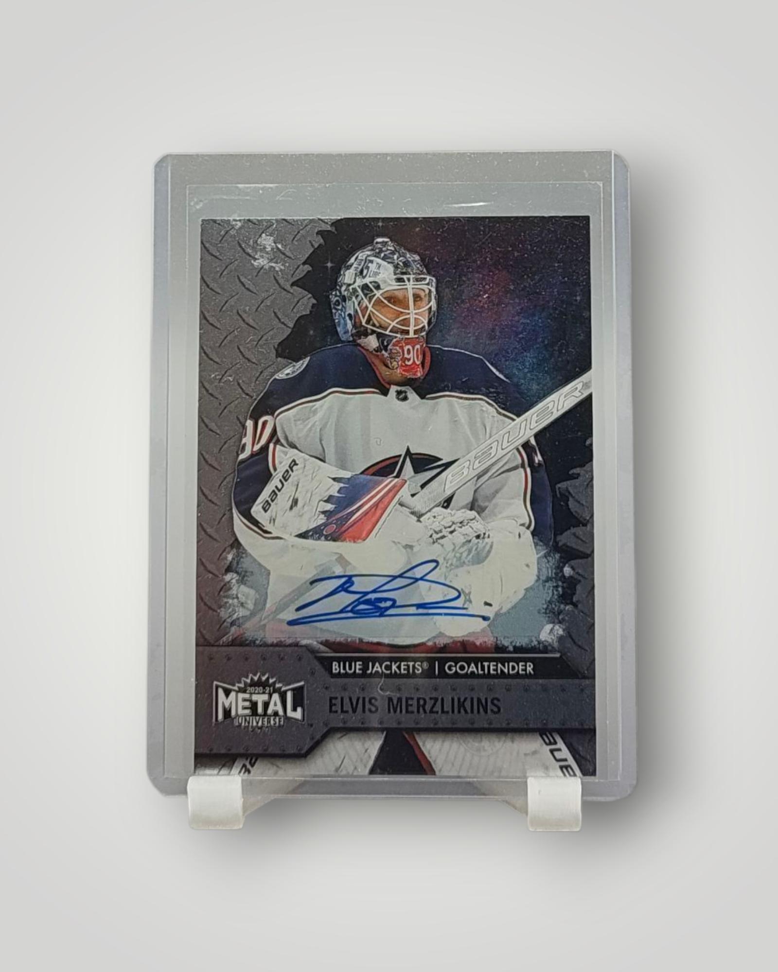 2020-21 SkyBox Metal Universe #32 Elvis Merzlikins Autographs Silver
