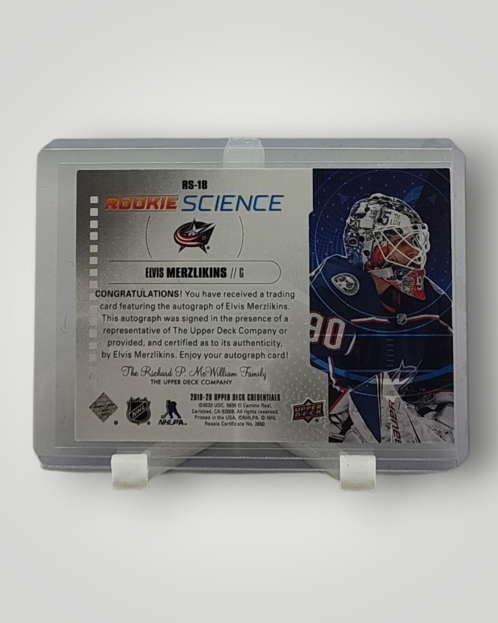 2019-20 Upper Deck Credentials #RS-18 Elvis Merzlikins Rookie Science Autograph