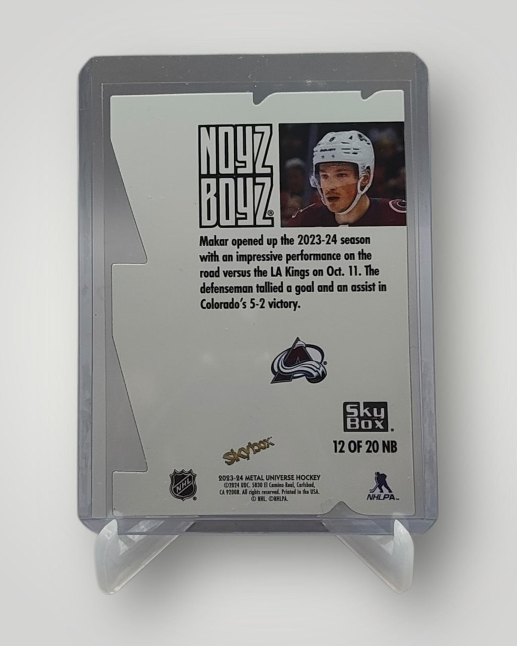 2023-24 SkyBox Metal Universe #12 NB Cale Makar Noyz Boyz