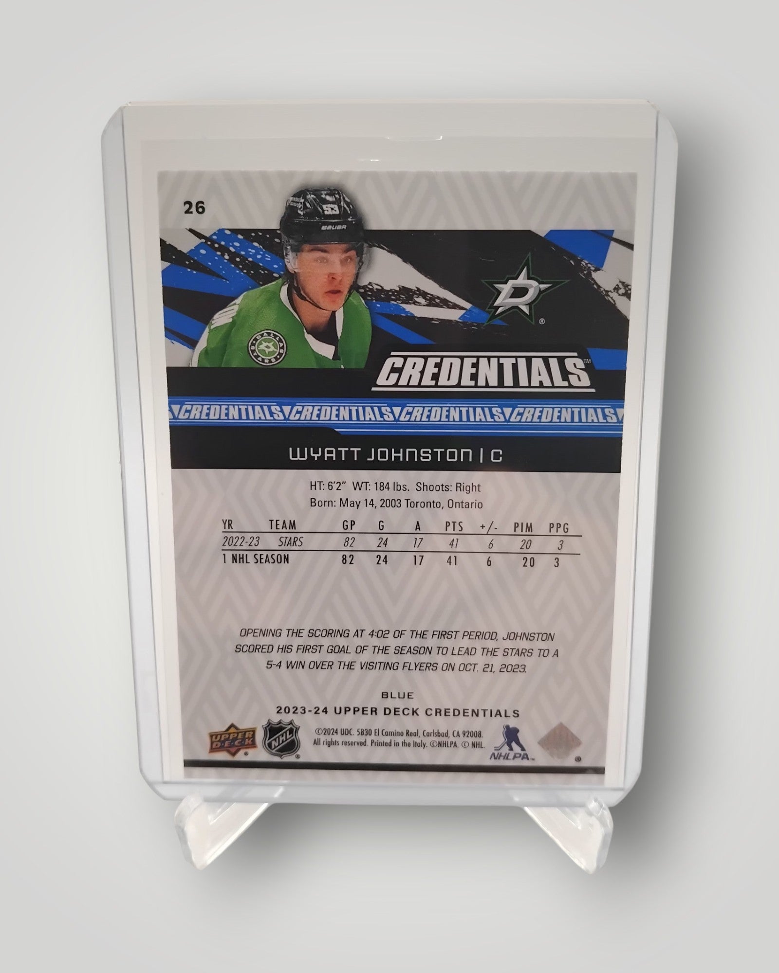 2023-24 Upper Deck Credentials #26 Wyatt Johnston Blue #/149