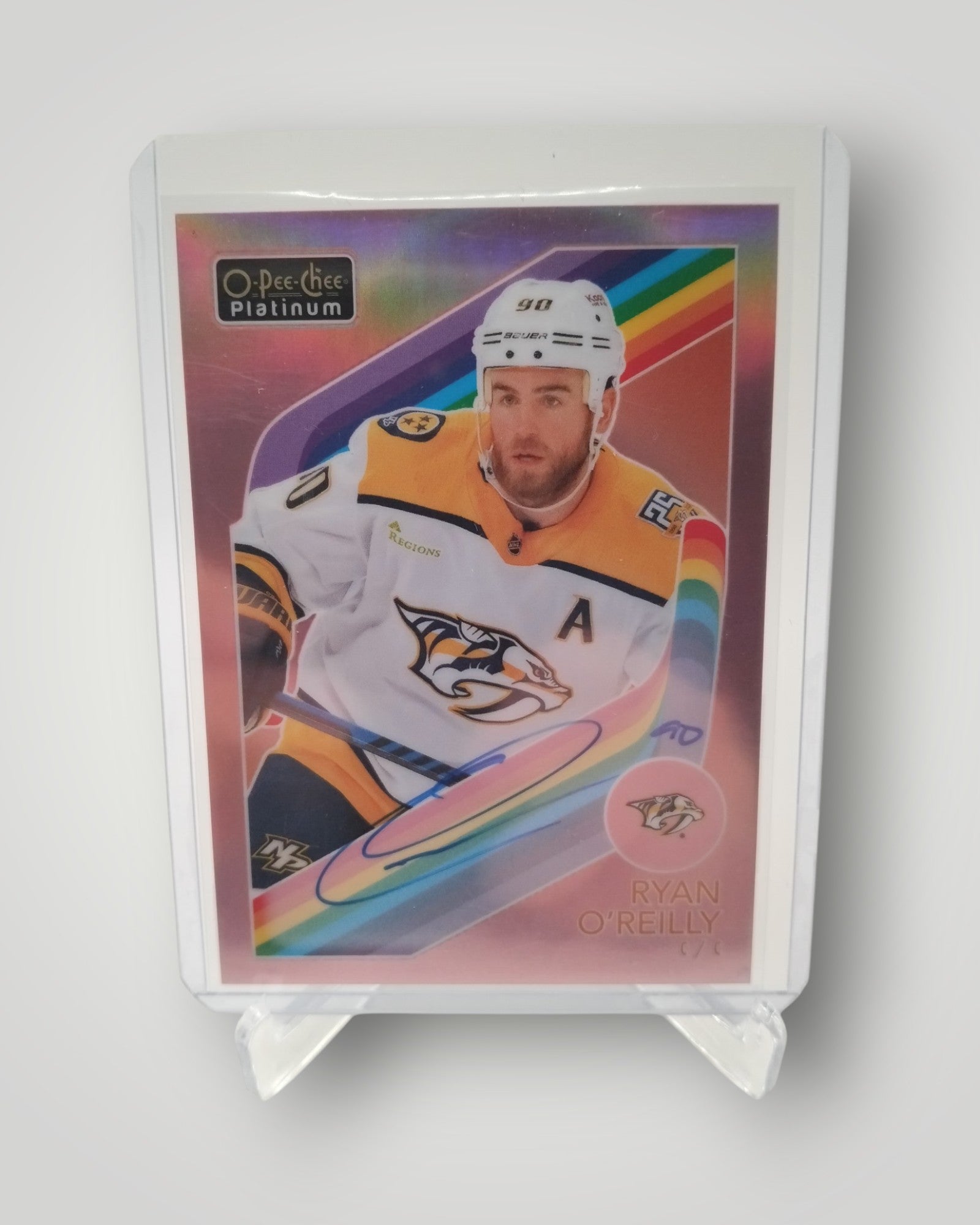 2023-24 O-Pee-Chee Platinum #R-51 Ryan O'Reilly Retro Red Rainbow Autos