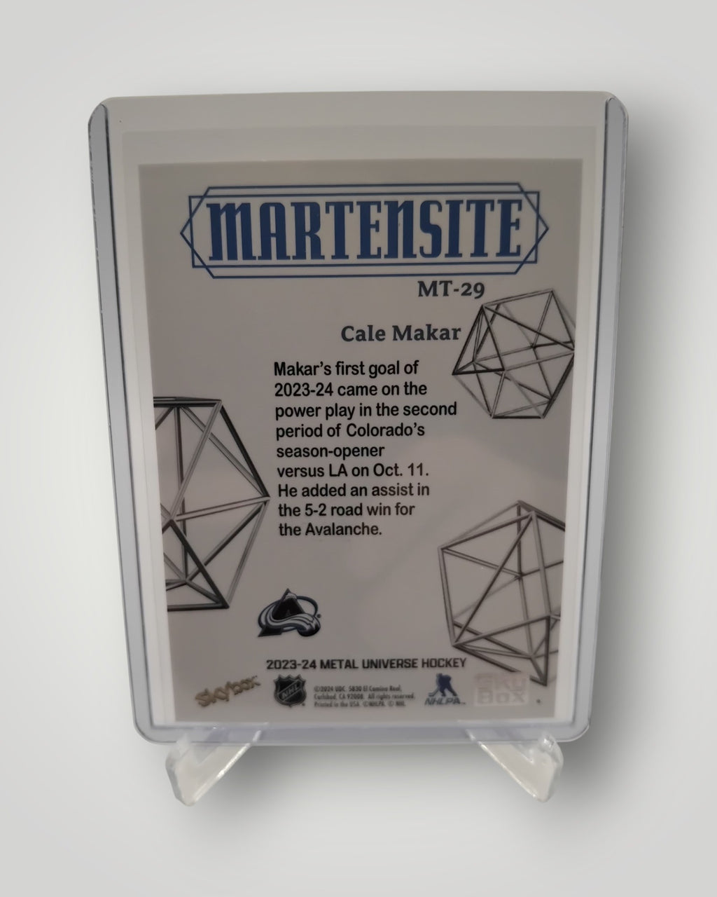 2023-24 SkyBox Metal Universe #MT-29 Cale Makar Martensite