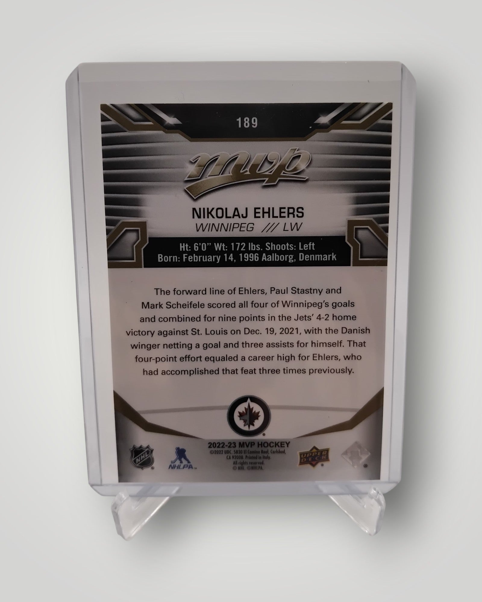 2022-23 Upper Deck MVP #189 Nikolaj Ehlers Super Script #/25