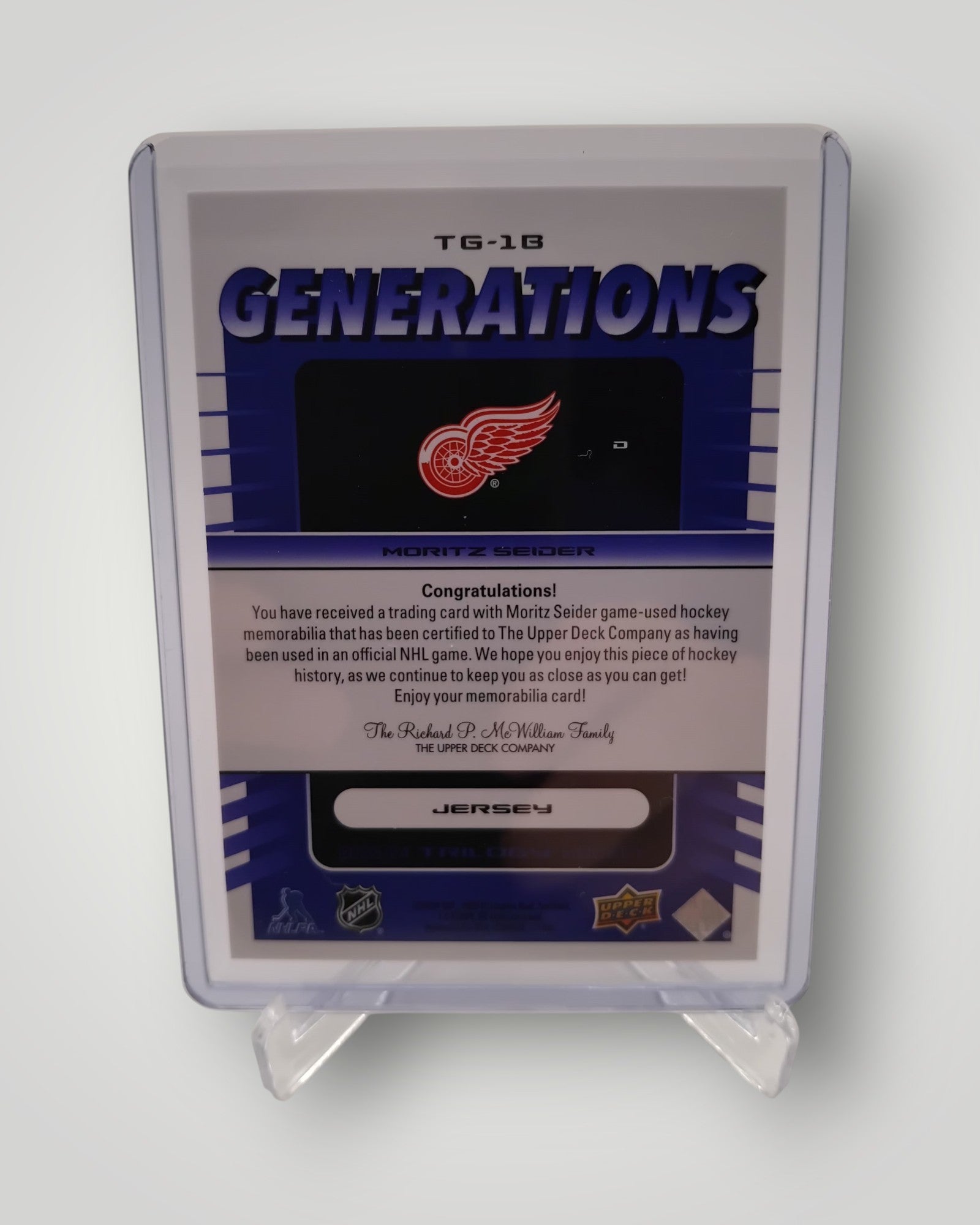 2023-24 Upper Deck Trilogy #TG-1B Moritz Seider Generations Jersey #/99