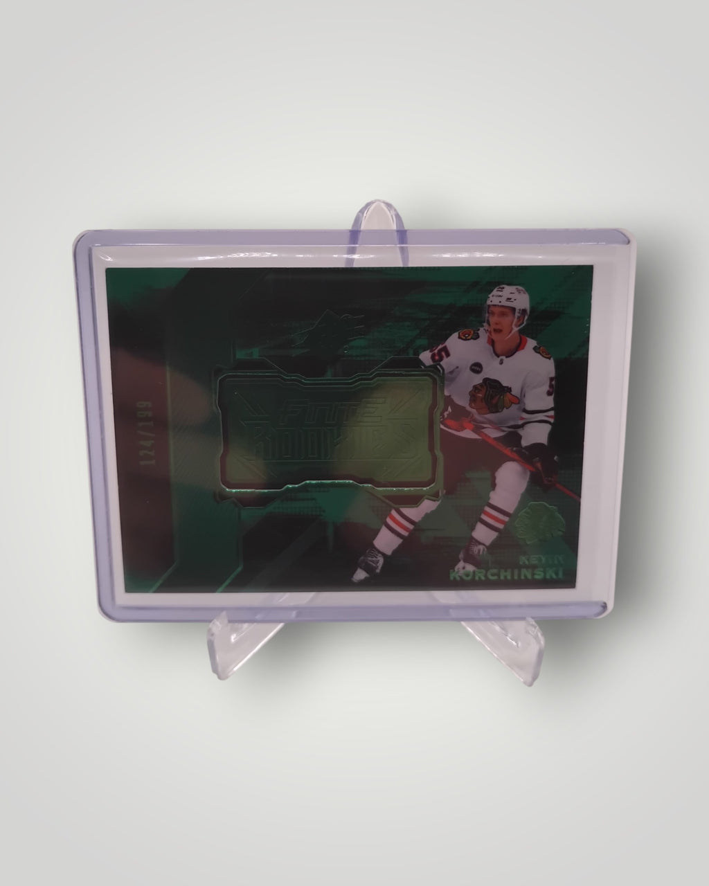 2023-24 SPx #F-40 Kevin Korchinski Finite Rookies Green #/199