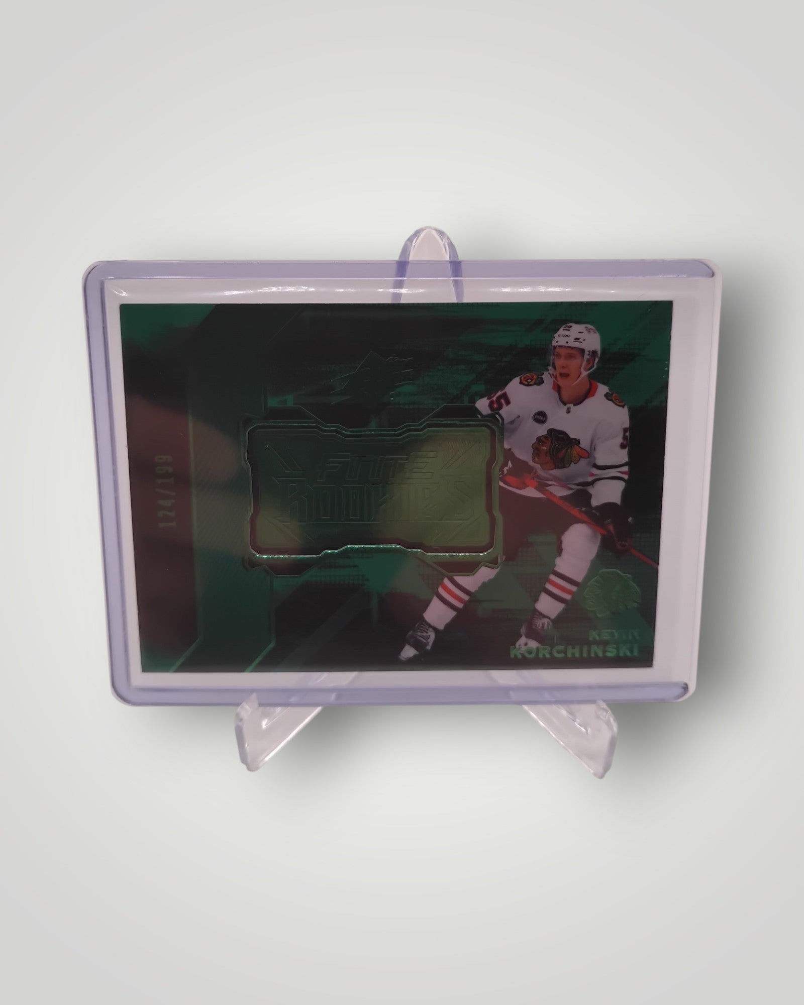 2023-24 SPx #F-40 Kevin Korchinski Finite Rookies Green #/199