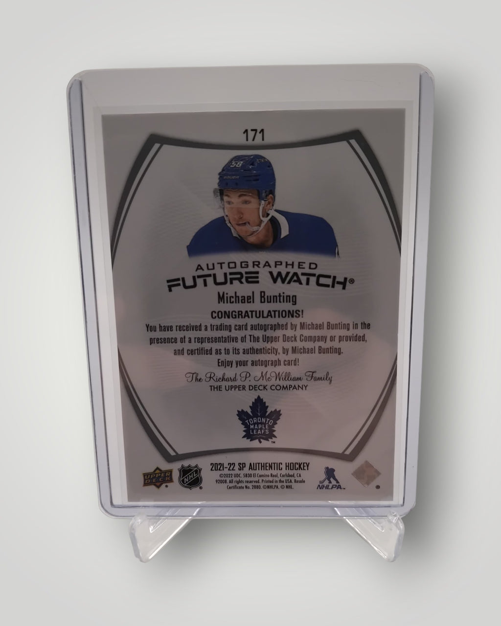 2021-22 SP Authentic #171 Michael Bunting #/999