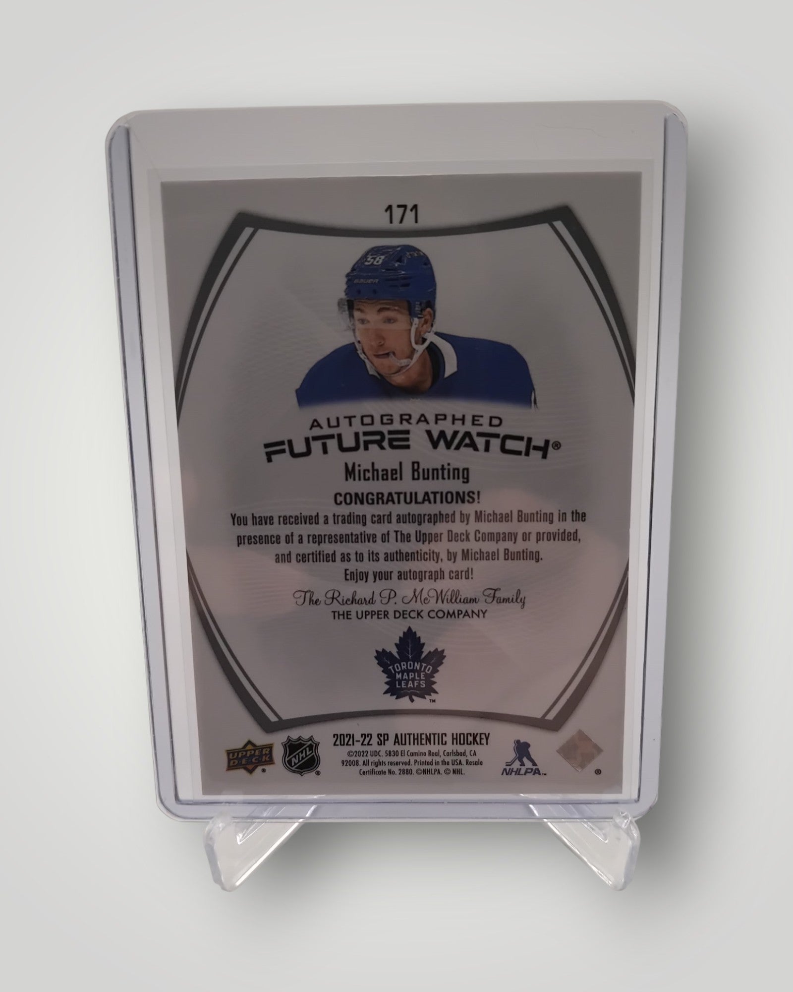 2021-22 SP Authentic #171 Michael Bunting #/999