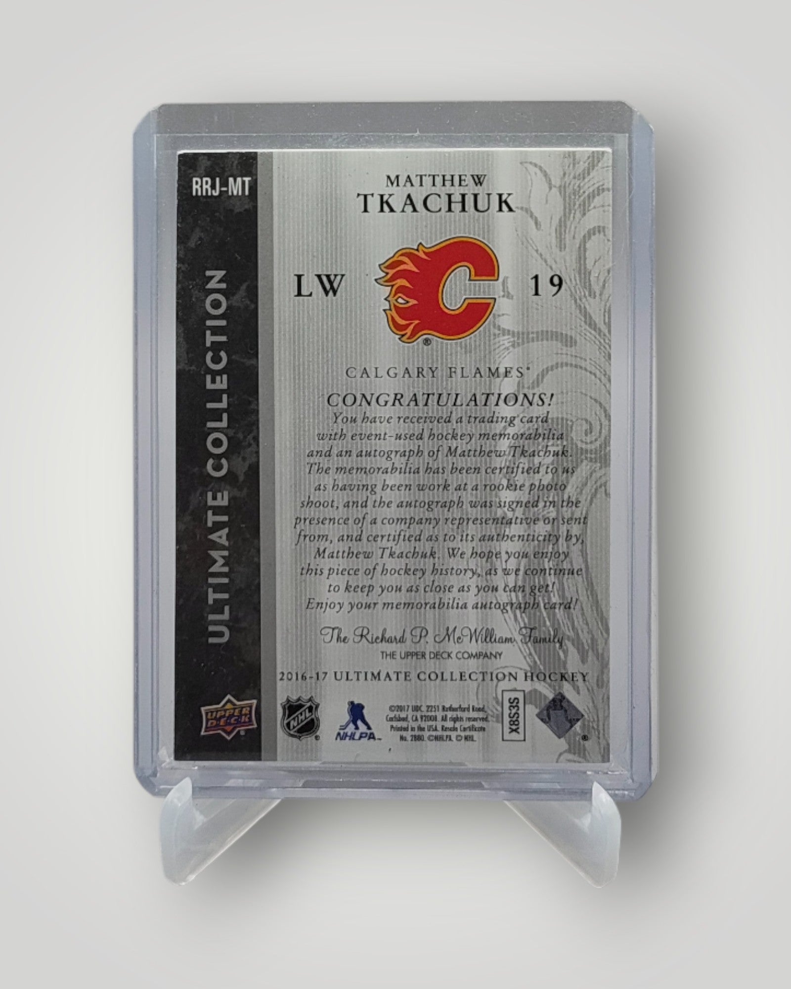 2016-17 Ultimate Collection #RRJ-MT Matthew Tkachuk  Rookies Auto Patch #/25