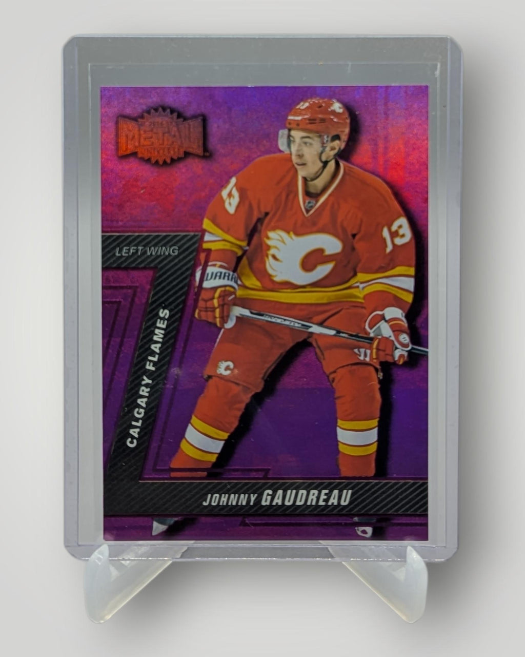 2016-17 Fleer Showcase #MU-17 Johnny Gaudreau Metal Universe PMG Purple #/5