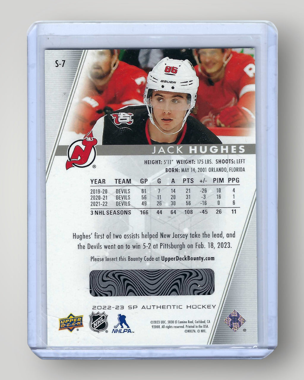 2022-23 SP Authentic #S-7 Jack Hughes Spectrum FX