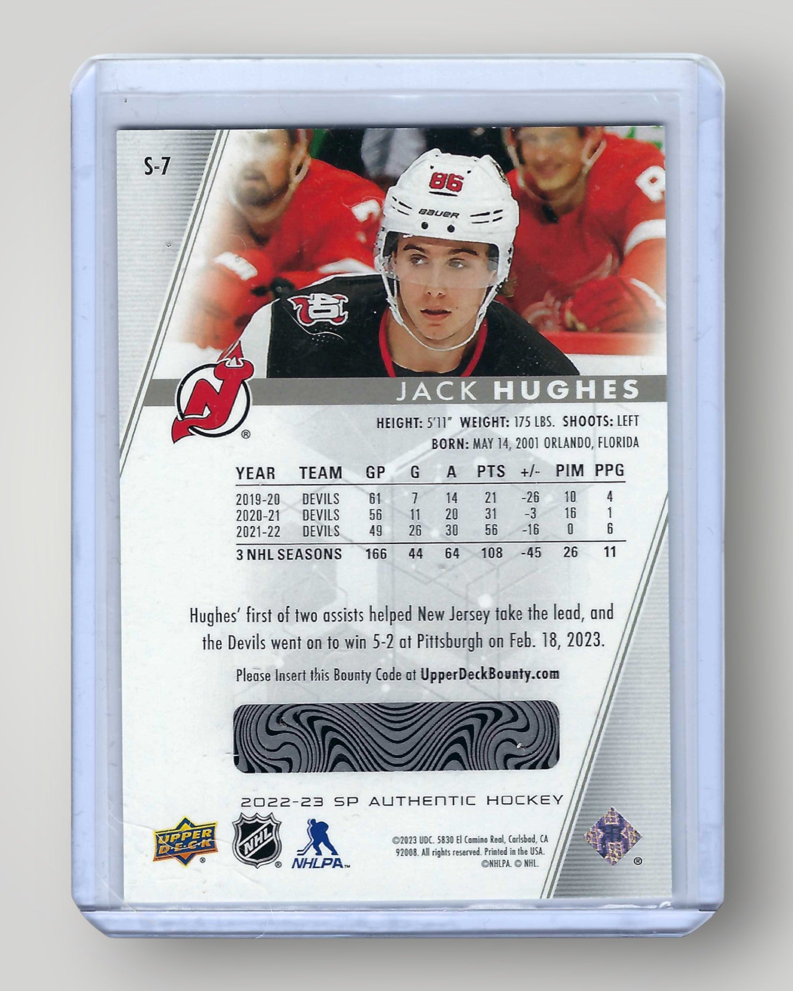 2022-23 SP Authentic #S-7 Jack Hughes Spectrum FX