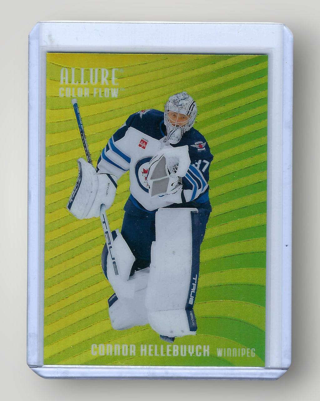2025-26 Upper Deck Allure #CF-27 Connor Hellebuyck Color Flow Yellow-Green