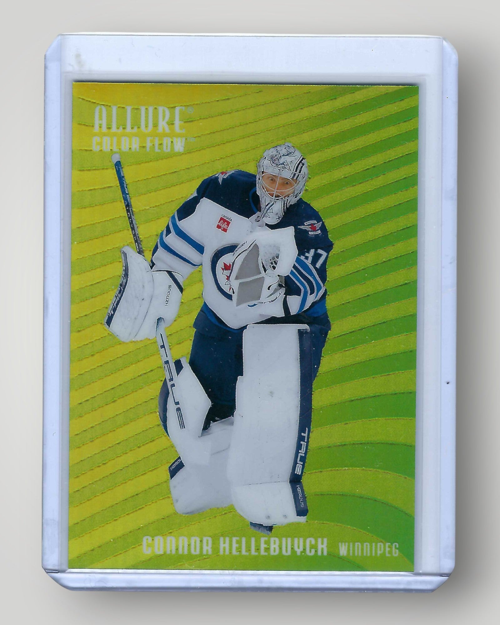 2025-26 Upper Deck Allure #CF-27 Connor Hellebuyck Color Flow Yellow-Green