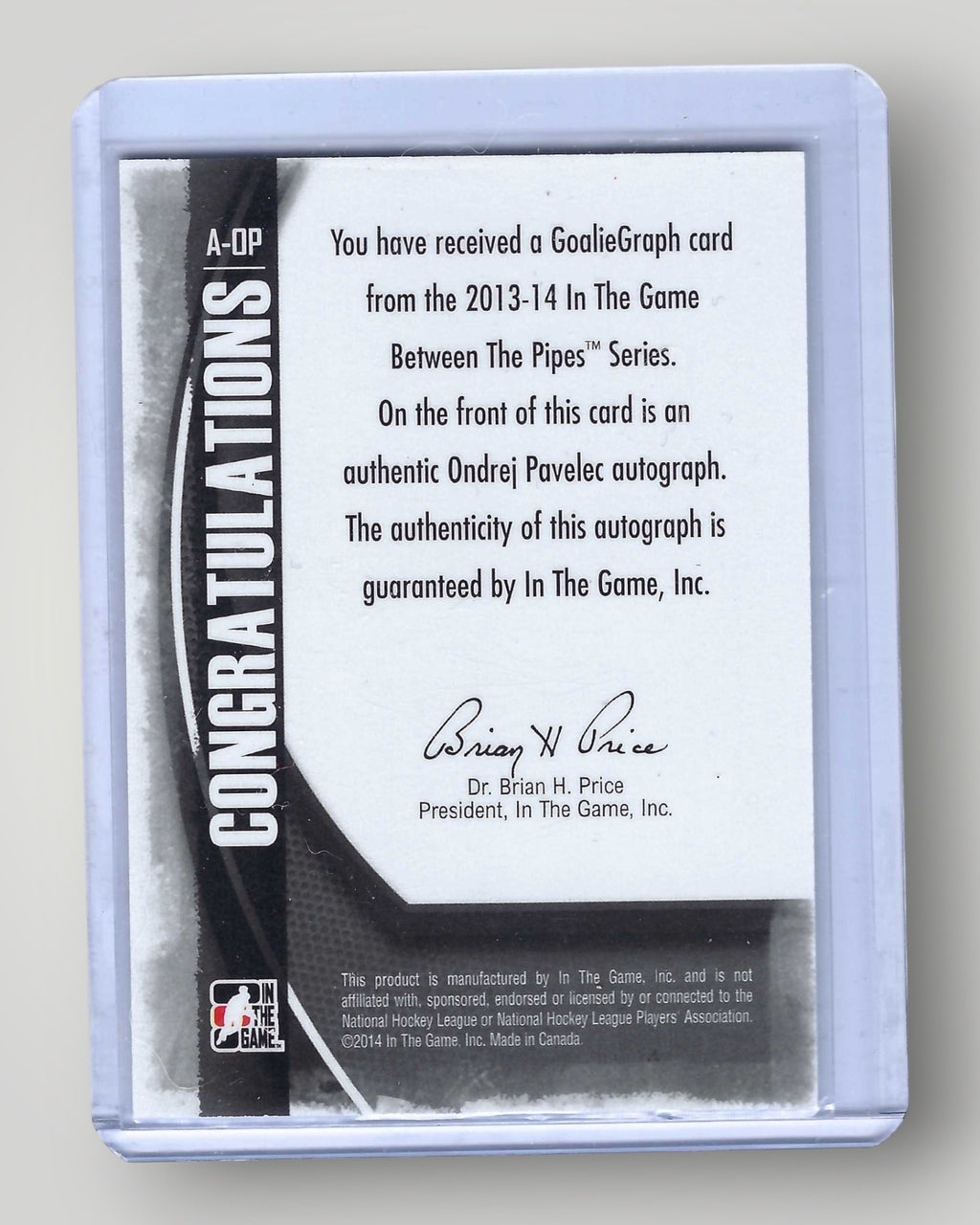 2013-14 In The Game Between the Pipes #A-OP Ondrej Pavelec Goaliegraphs