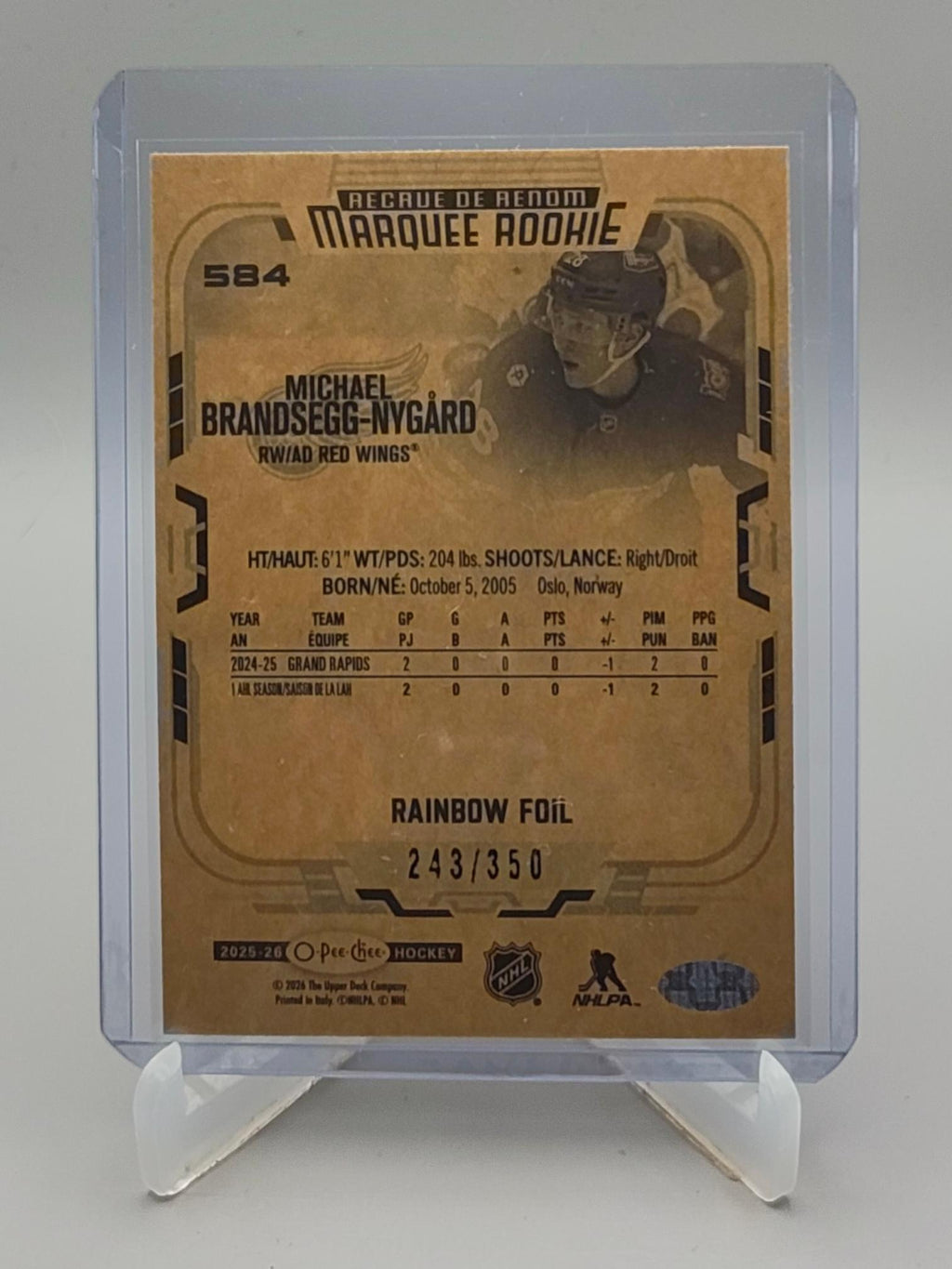 2025-26 O-Pee-Chee #584 Michael Brandsegg-Nygard Rainbow Foil #/350