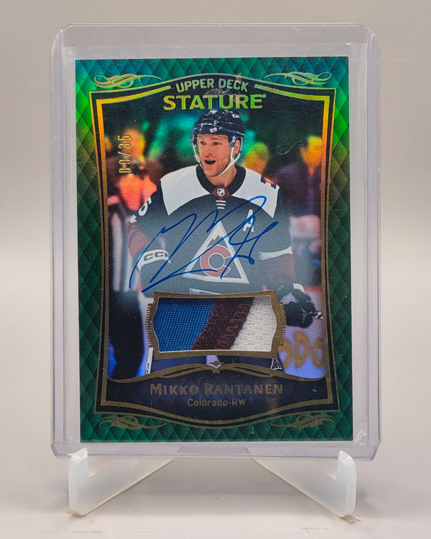 2024-25 Upper Deck Stature #19 Mikko Rantanen Patch Auto Green #/35