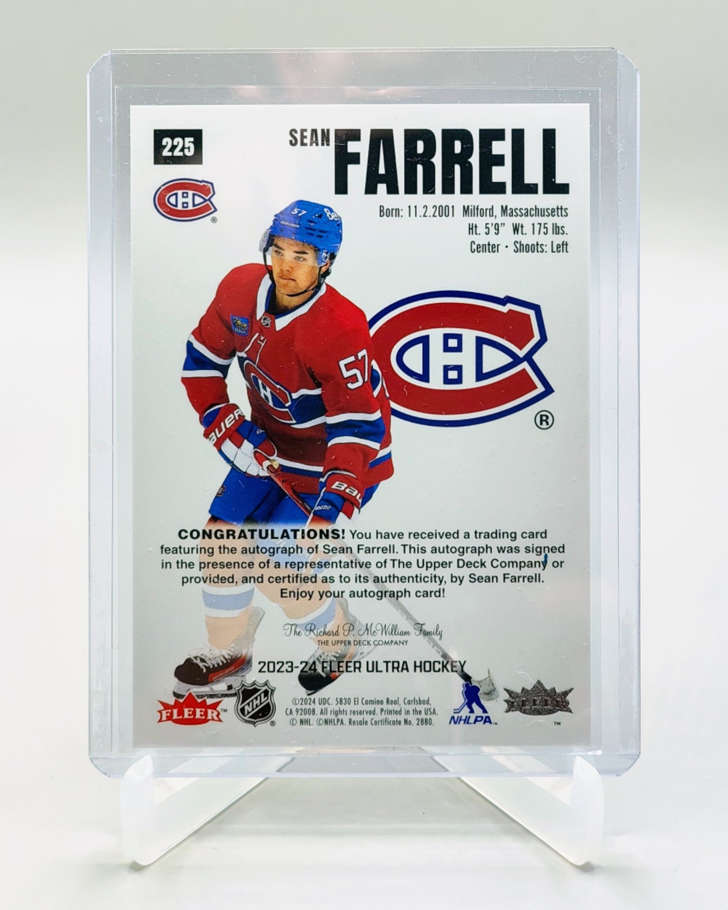 2023-24 Upper Deck Fleer Ultra  #225 Sean Farrell Rainbow Foilboard Auto