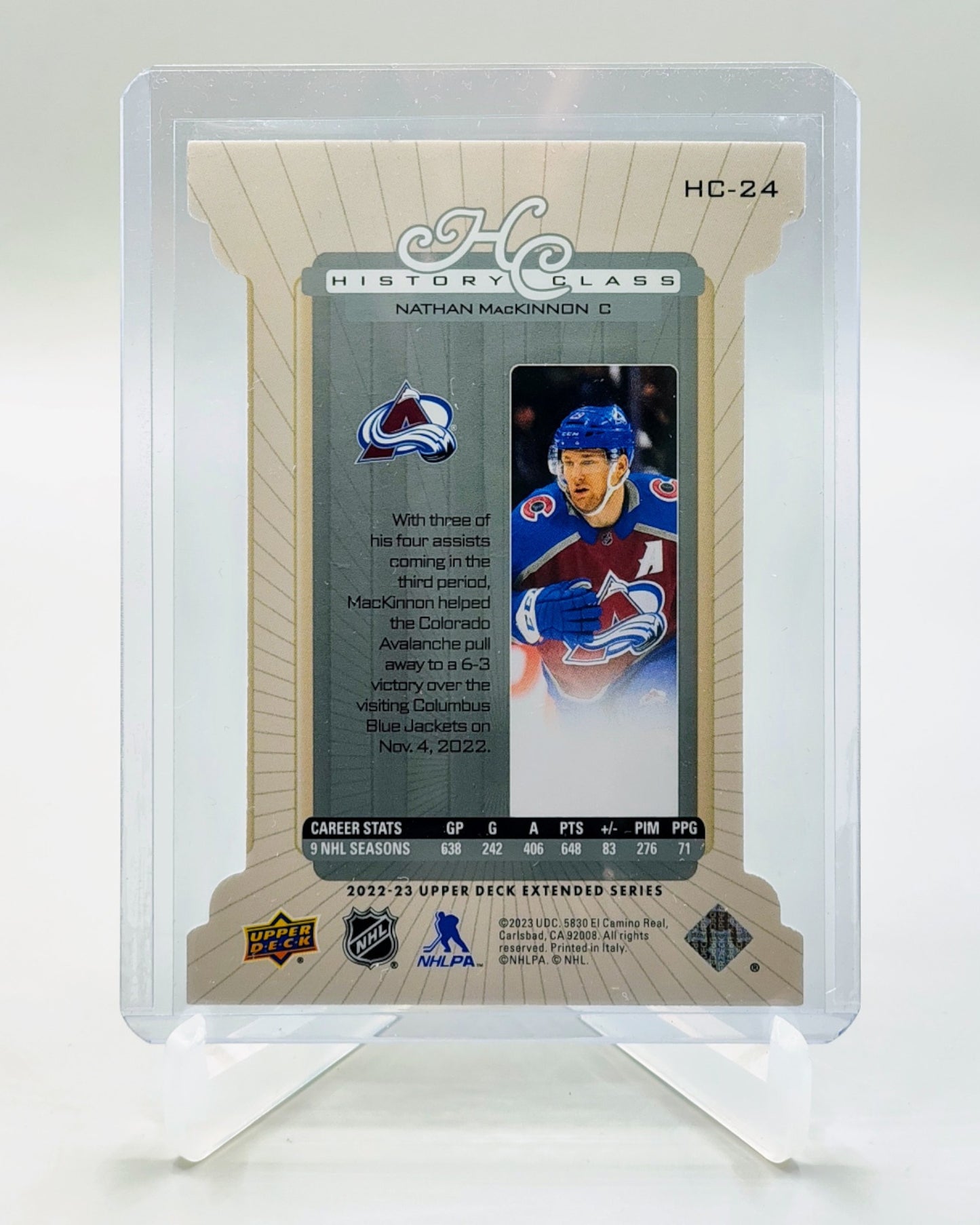 2022-23 Upper Deck Extended Series  #HC-24 Nathan MacKinnon 1999-00 Retro History Class Level 2 /25