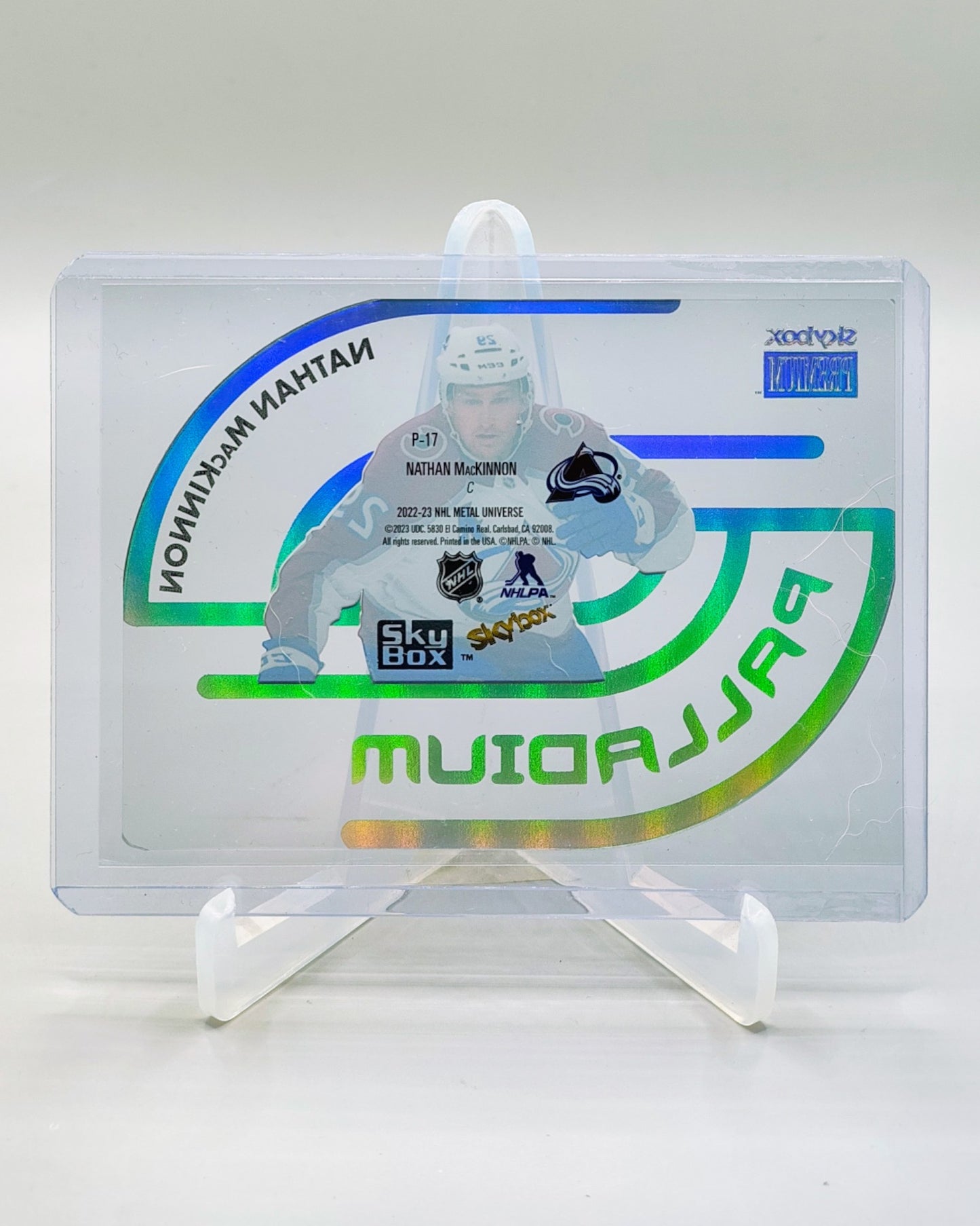 2022-23 SkyBox Metal Universe #P-17 Nathan MacKinnon Palladium
