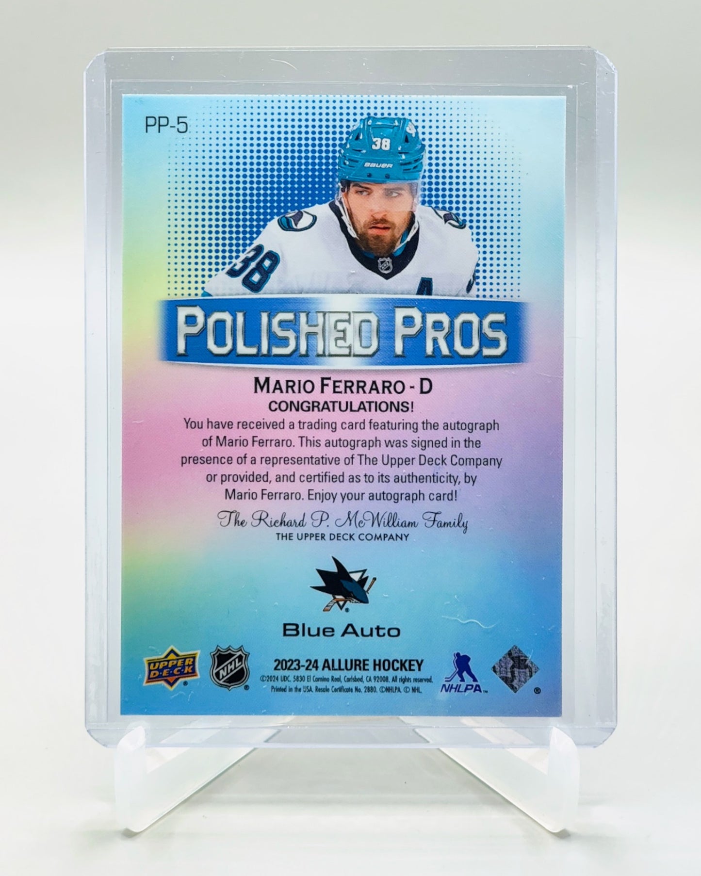 2023-24 Upper Deck Allure #PP-5 Mario Ferraro Polished Pros Autographs