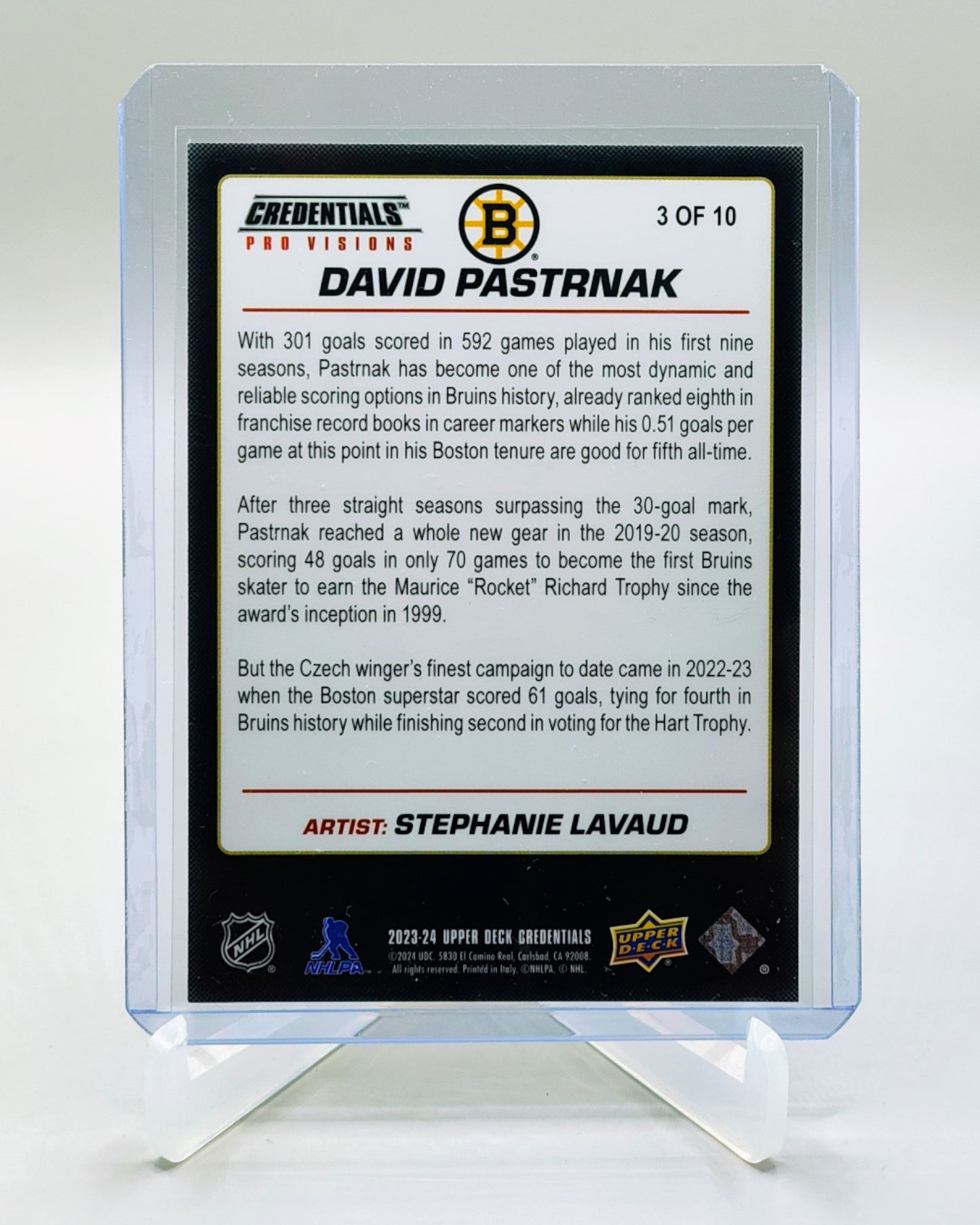 2023-24 Upper Deck Credentials #3 David Pastrnak Pro Vision