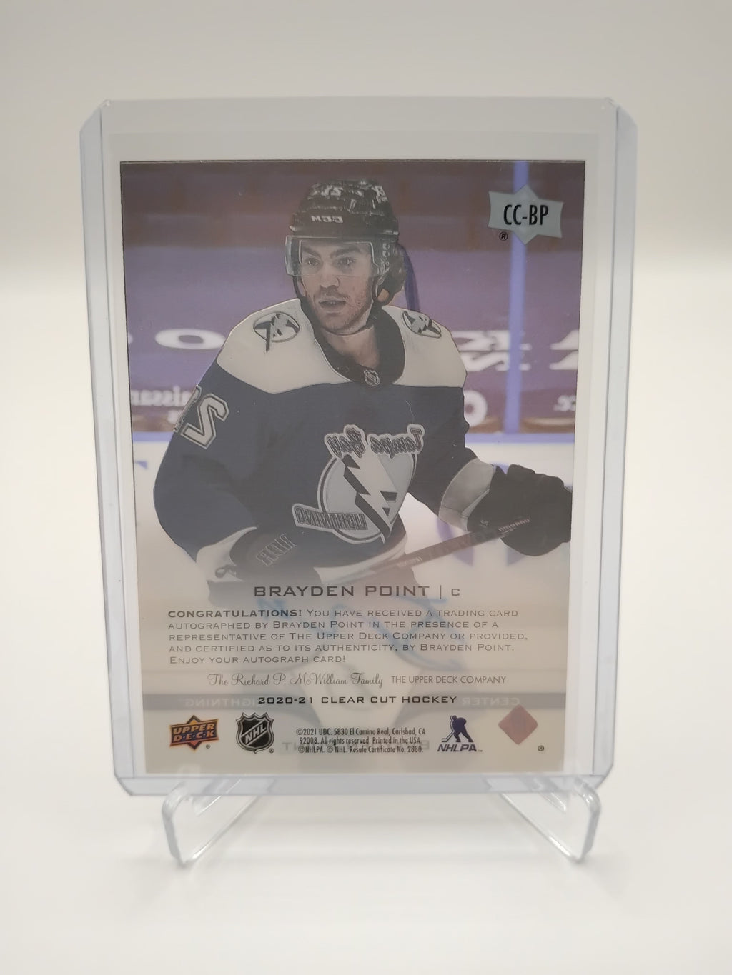 2020-21 Upper Deck Clear Cut Brayden Point Auto CC-BP