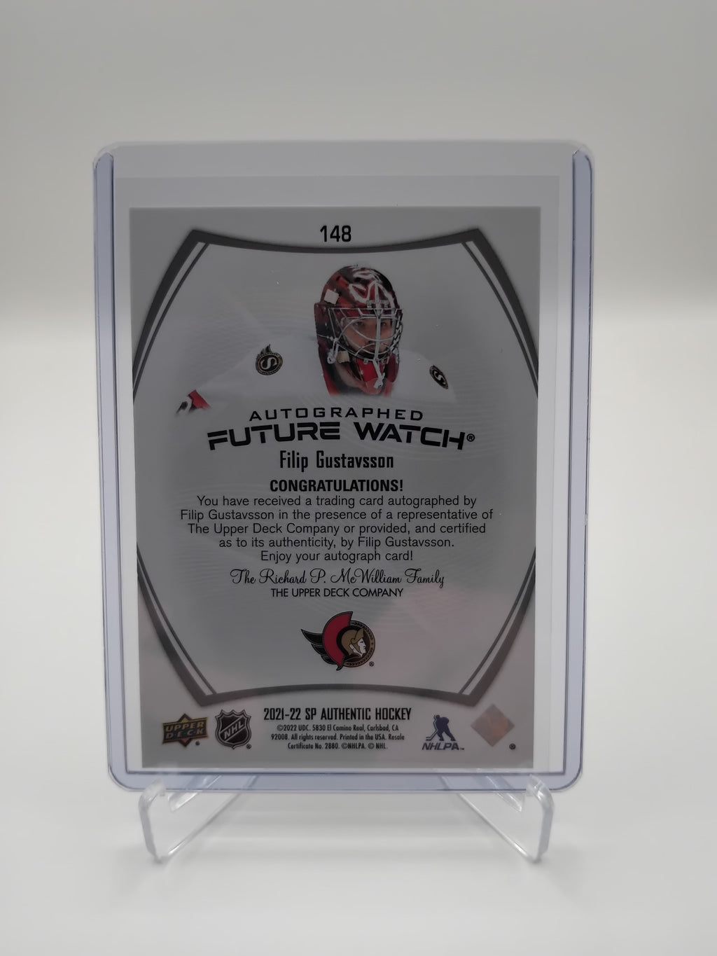 2021-22 SP Authentic Filip Gustavsson Future Watch Auto 655/999