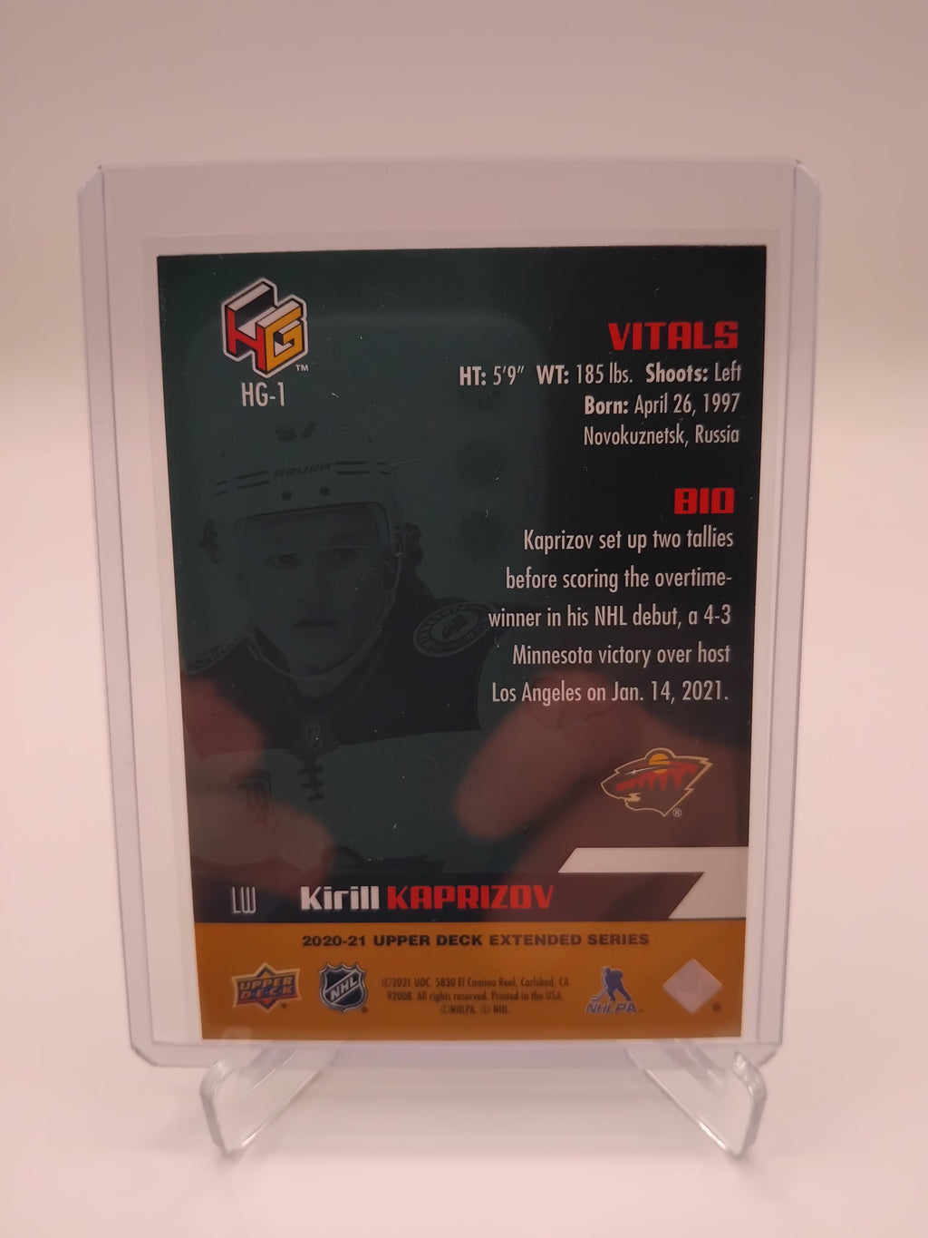 2020-21 UD Extended Kirill Kaprizov HoloGFX Gold