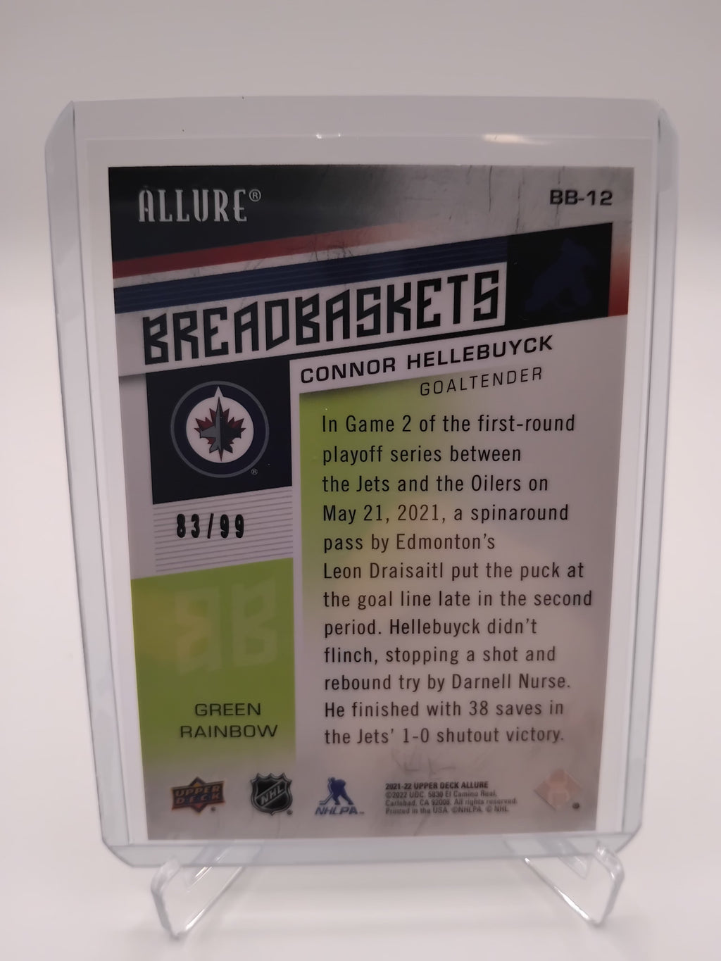 2021-22 Allure Connor Hellebuyck Breadbaskets 83/99