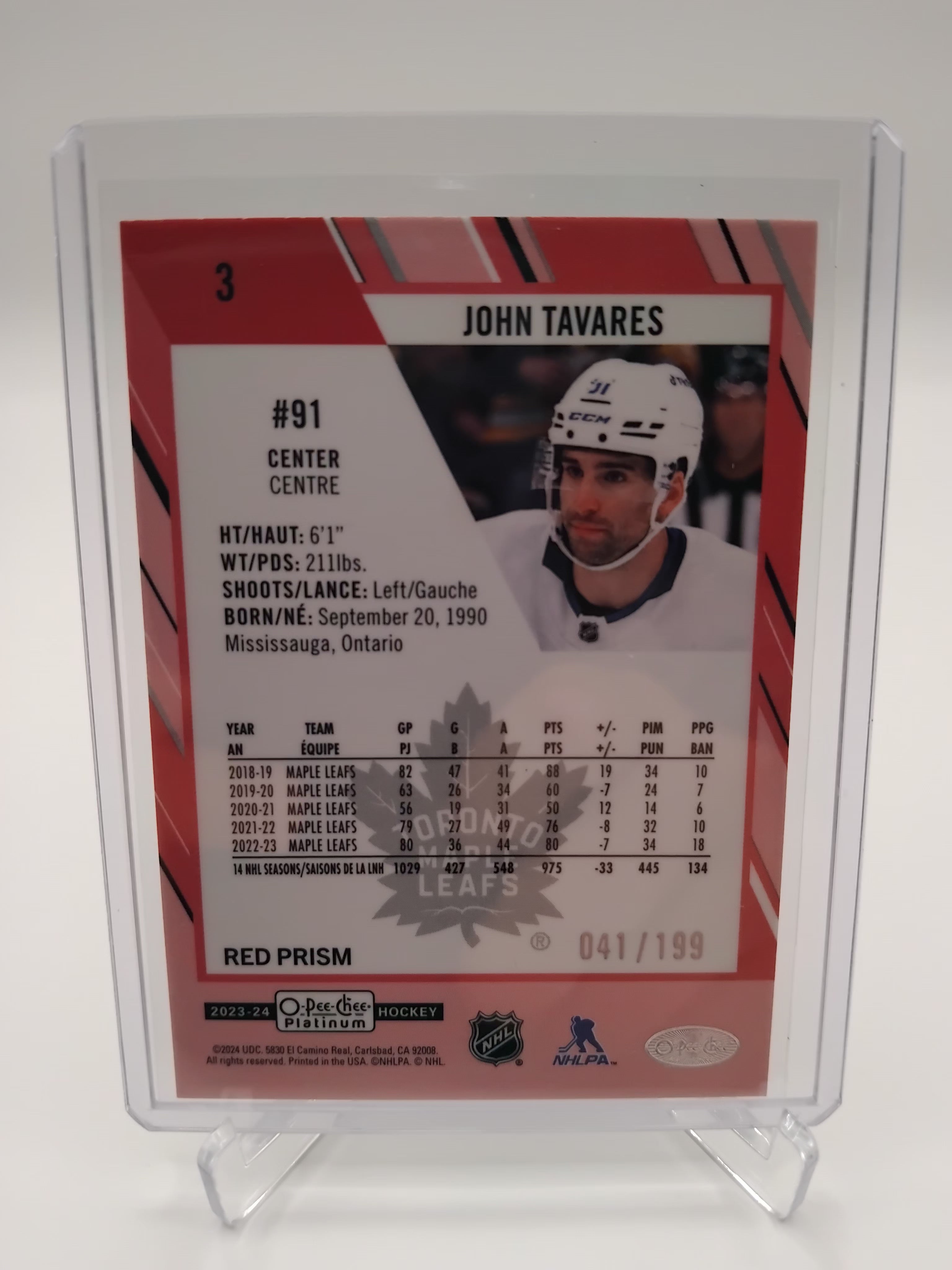 2023-24 OPC Platinum John Tavares Red Prism 41/199