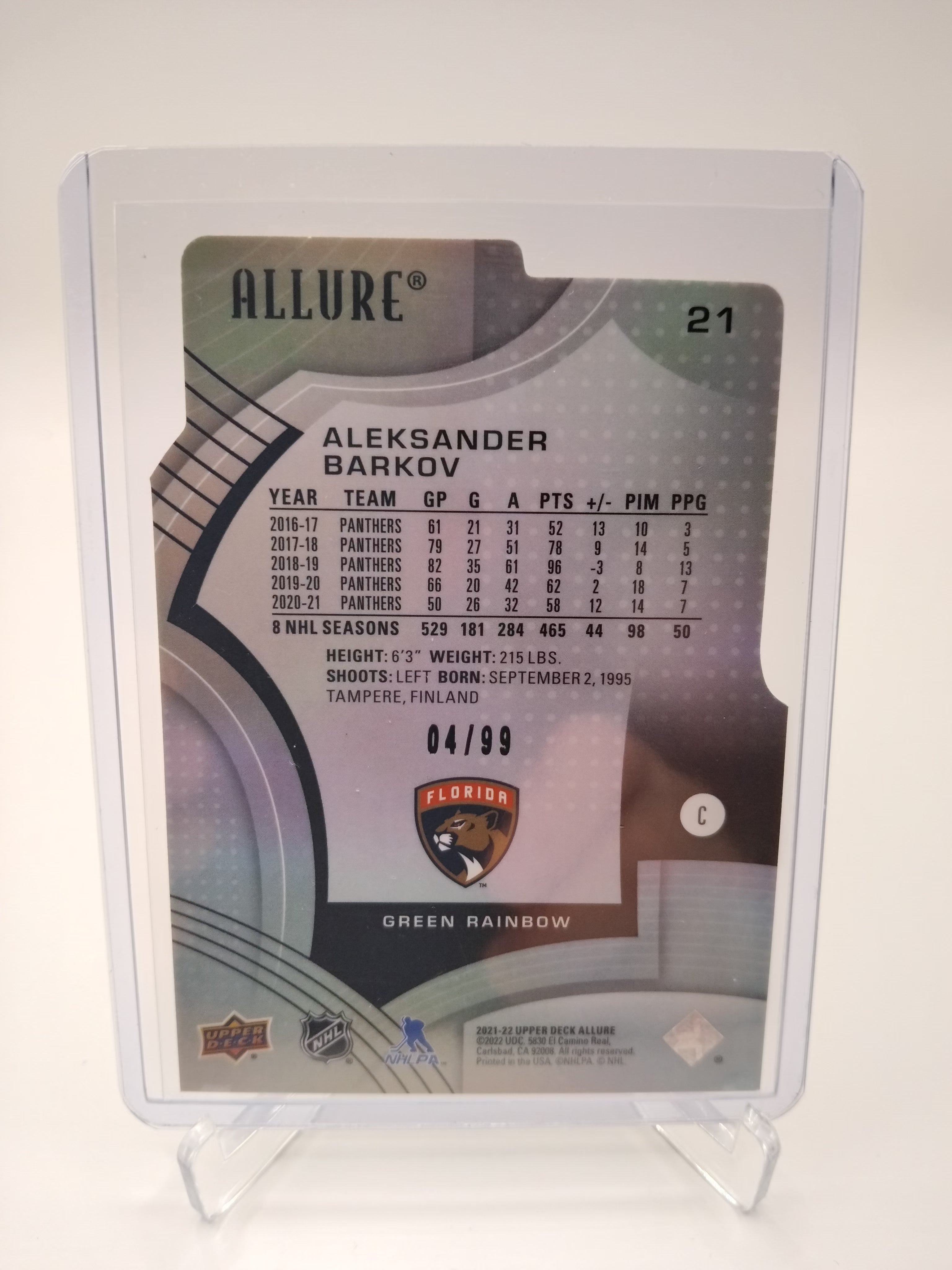 2021-22 Allure Aleksander Barkov Green Rainbow 04/99
