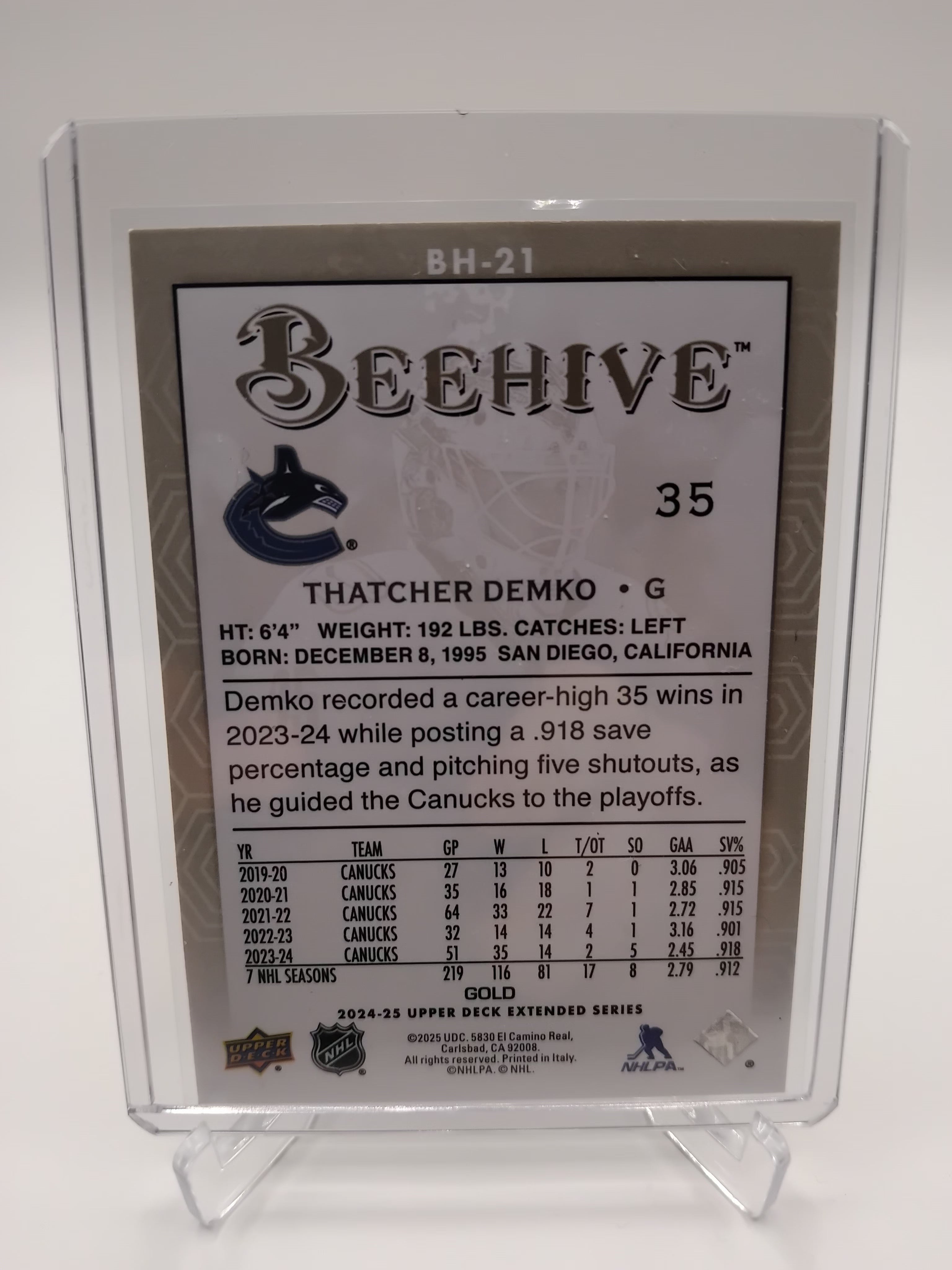 2024-25 Extended Thatcher Demko Beehive Gold