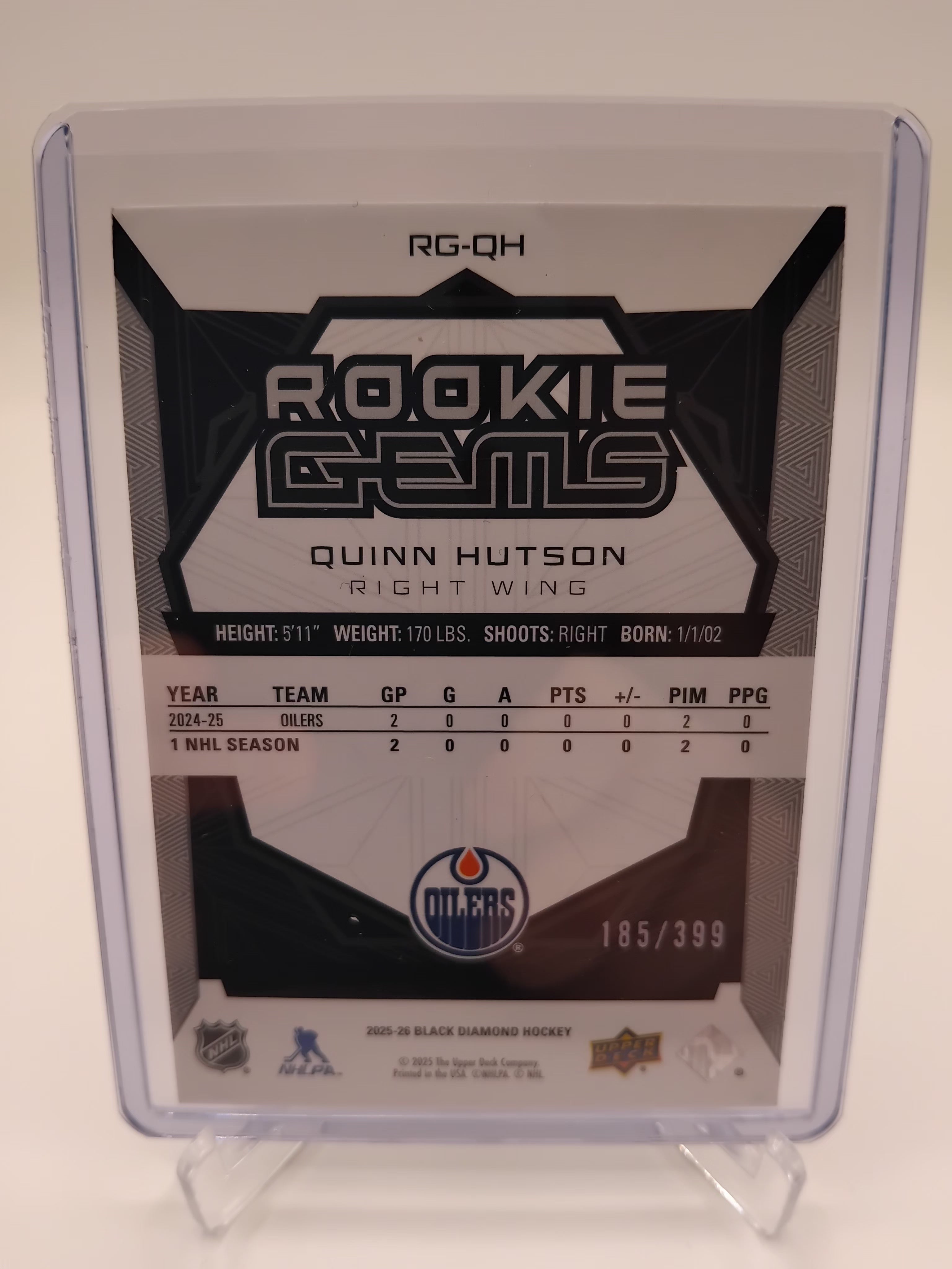 2025-26 Black Diamond Quinn Hutson Rookie Gems 185/399