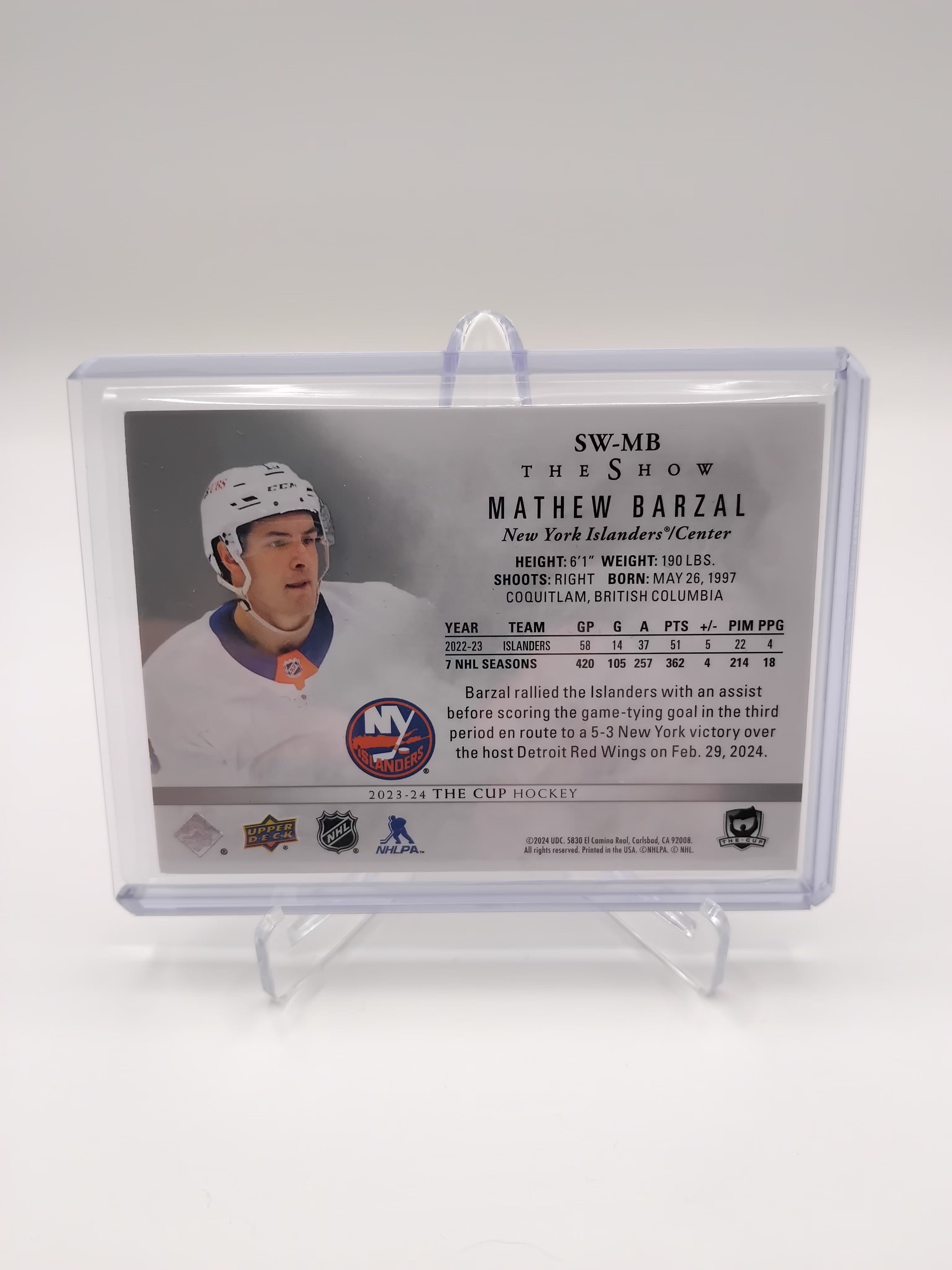 2023-24 The Cup Matthew Barzal The Show 87/99
